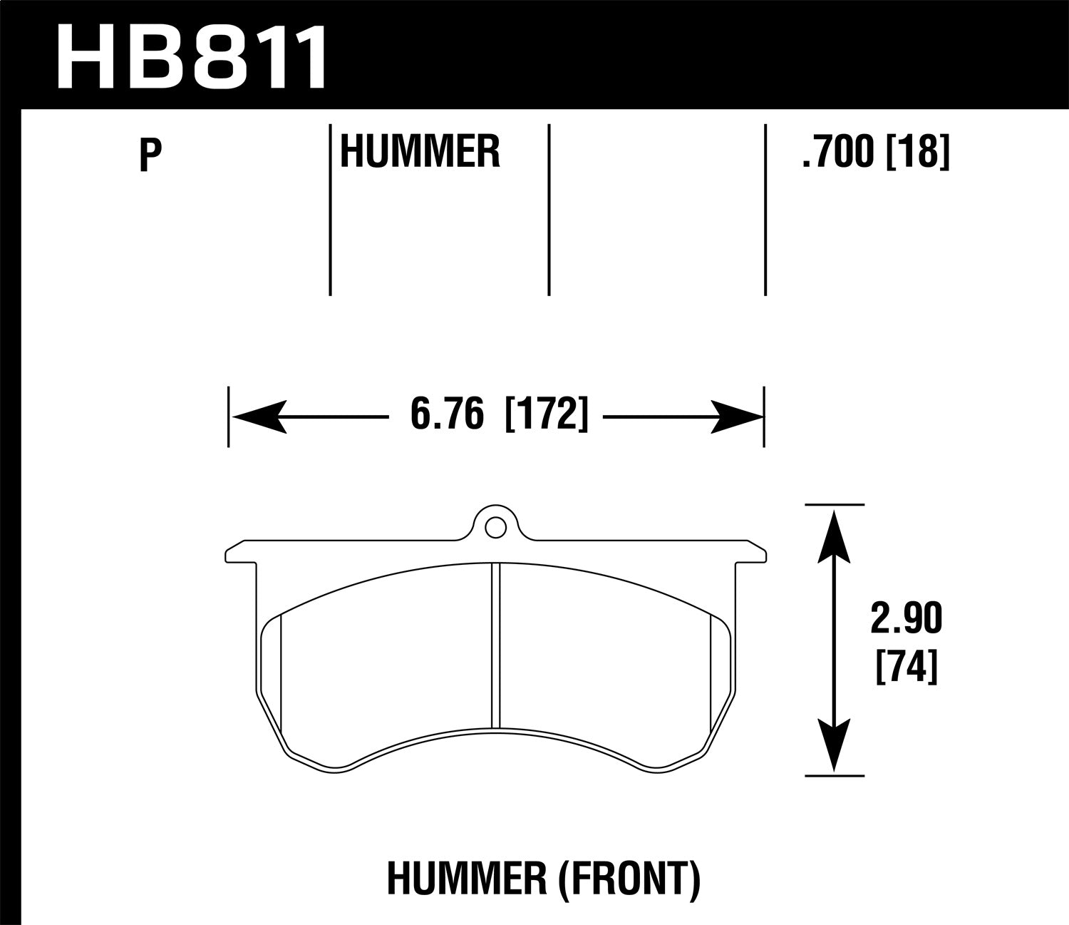 Hawk Performance HB811P.700 SuperDuty Disc Brake Pad; 0.700 Thickness; Fits Wilwood Hummer/Humvee 2015-2016; Hawk Performance HB811P.700