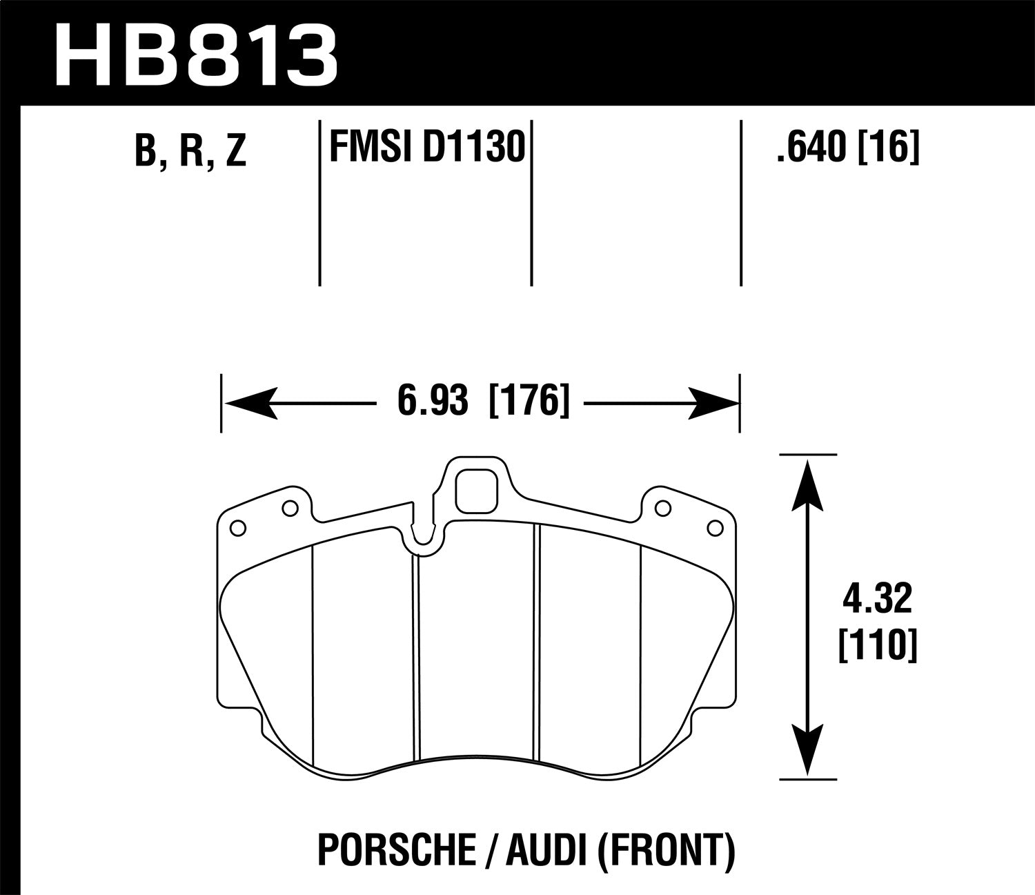 Hawk Performance HB813B.640 HPS 5.0 Disc Brake Pad; 0.640 Thickness; Hawk Performance HB813B.640