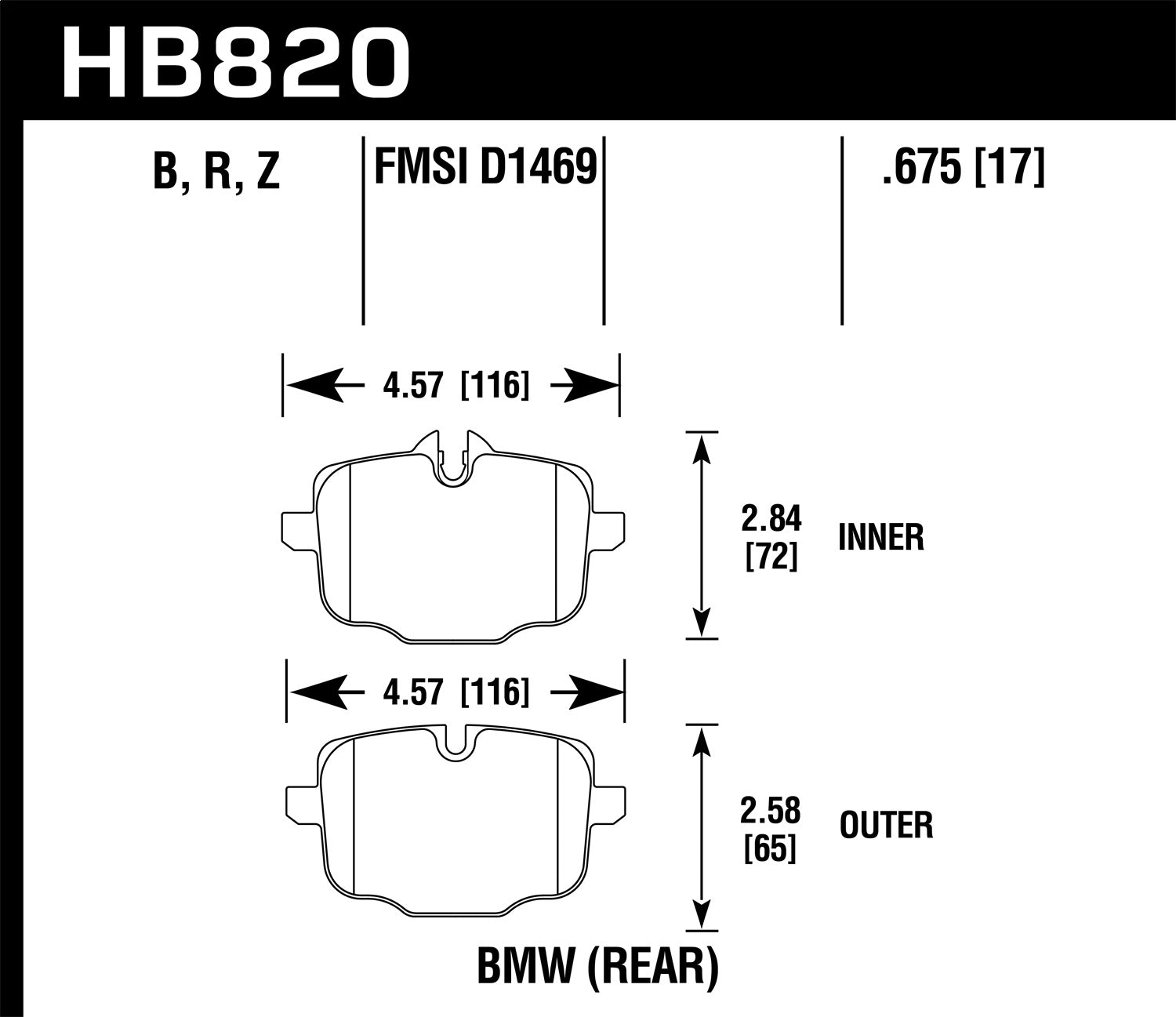 Hawk Performance HB820R.675 Street Race Disc Brake Pad; 0.675 Thickness; Hawk Performance HB820R.675