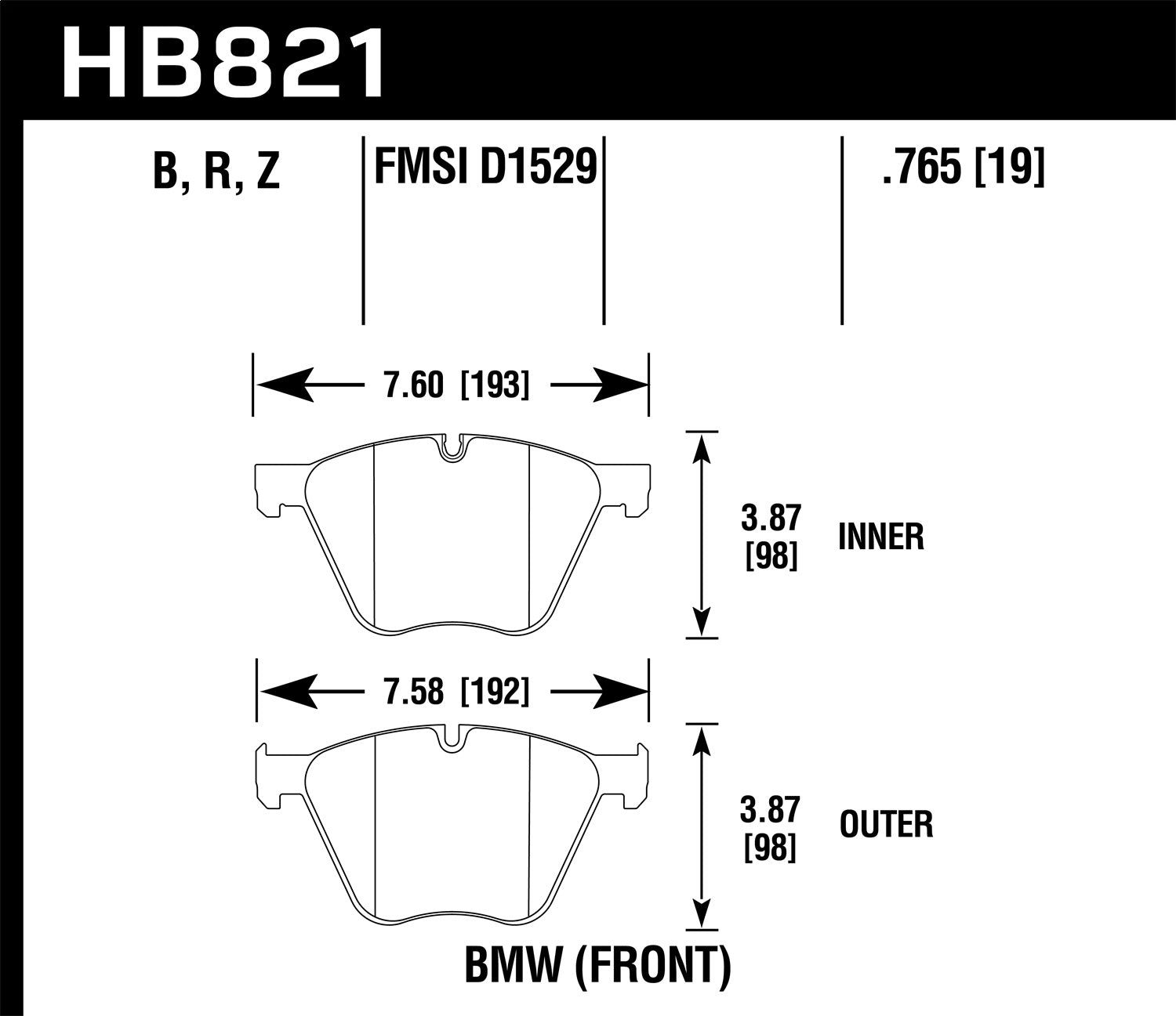 Hawk Performance HB821R.756 Street Race Disc Brake Pad; 0.756 Thickness; Hawk Performance HB821R.756