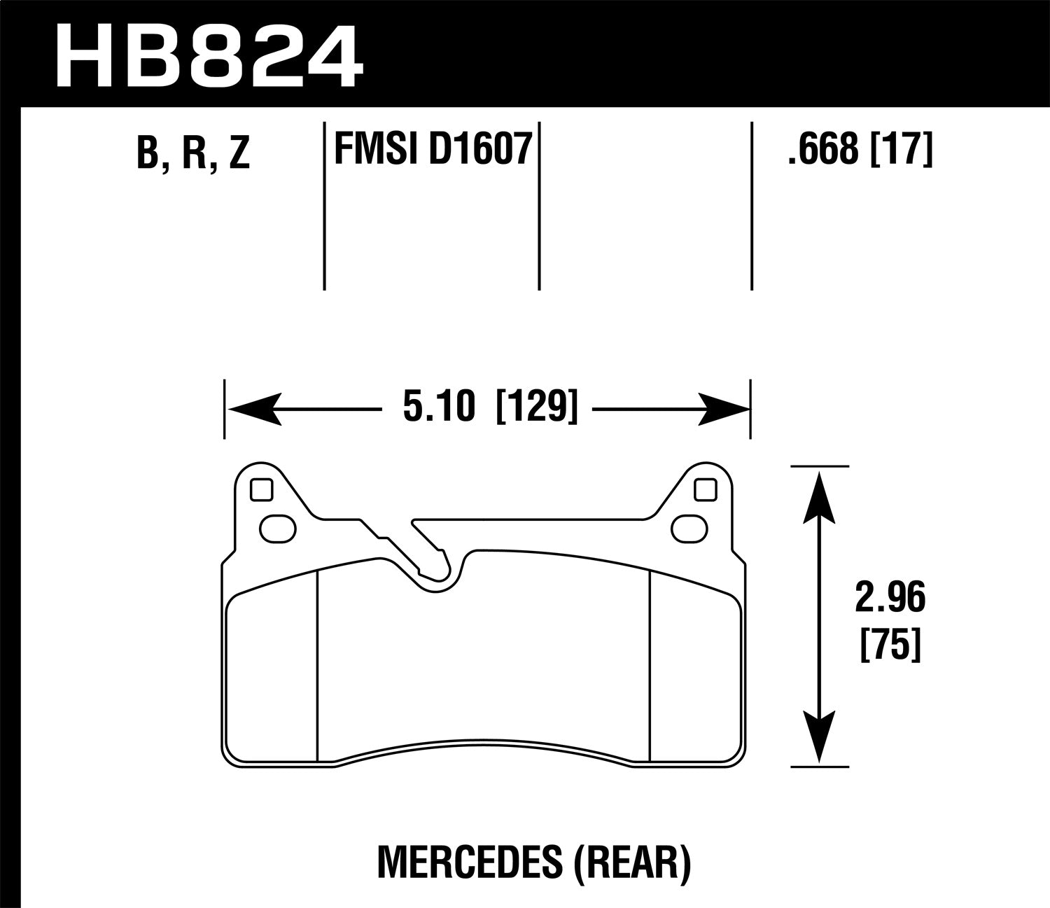 Hawk Performance HB824R.668 Street Race Disc Brake Pad; 0.668 Thickness; Hawk Performance HB824R.668