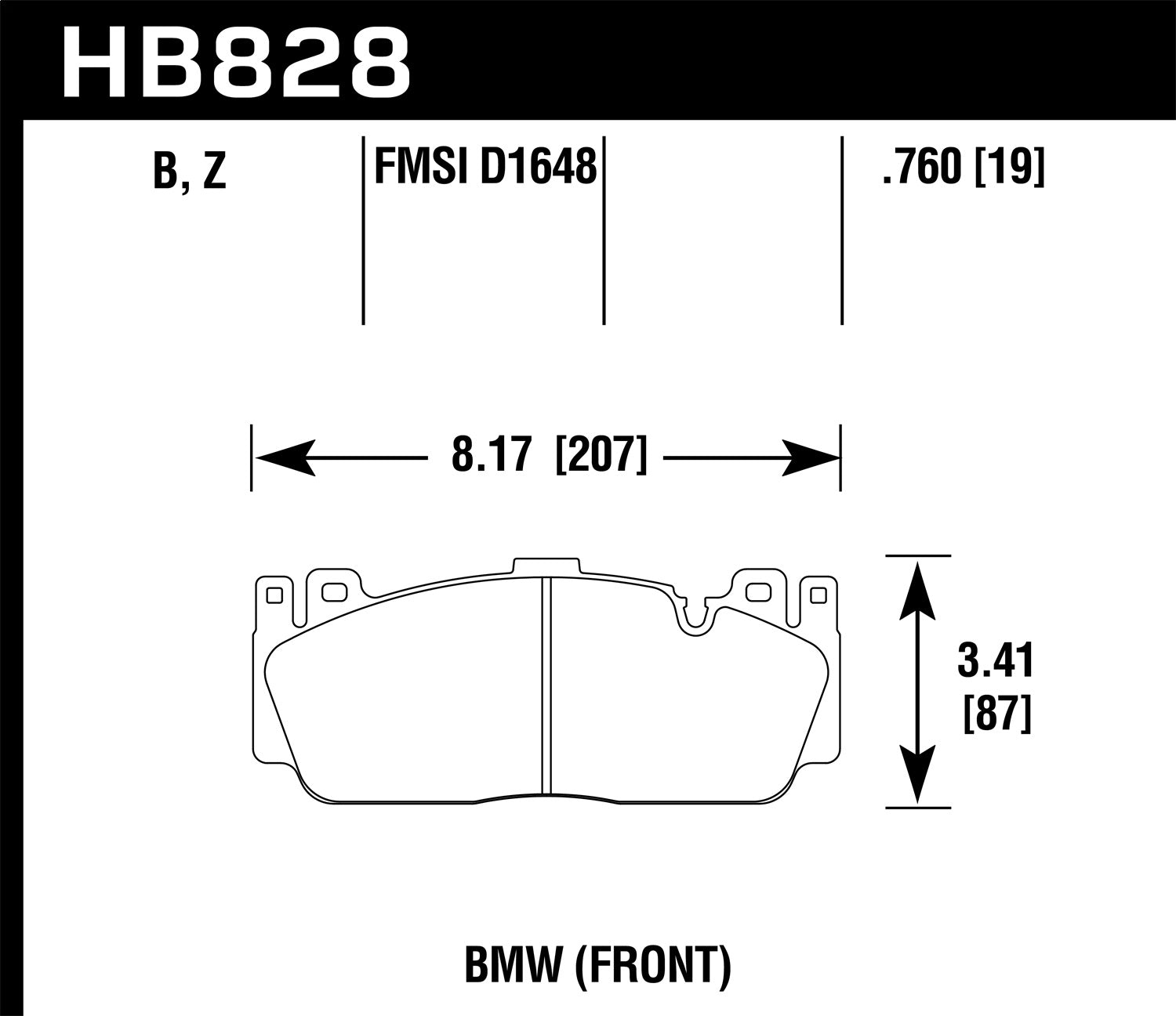 Hawk Performance HB828Z.760 Performance Ceramic Disc Brake Pad; 0.760 Thickness; Hawk Performance HB828Z.760
