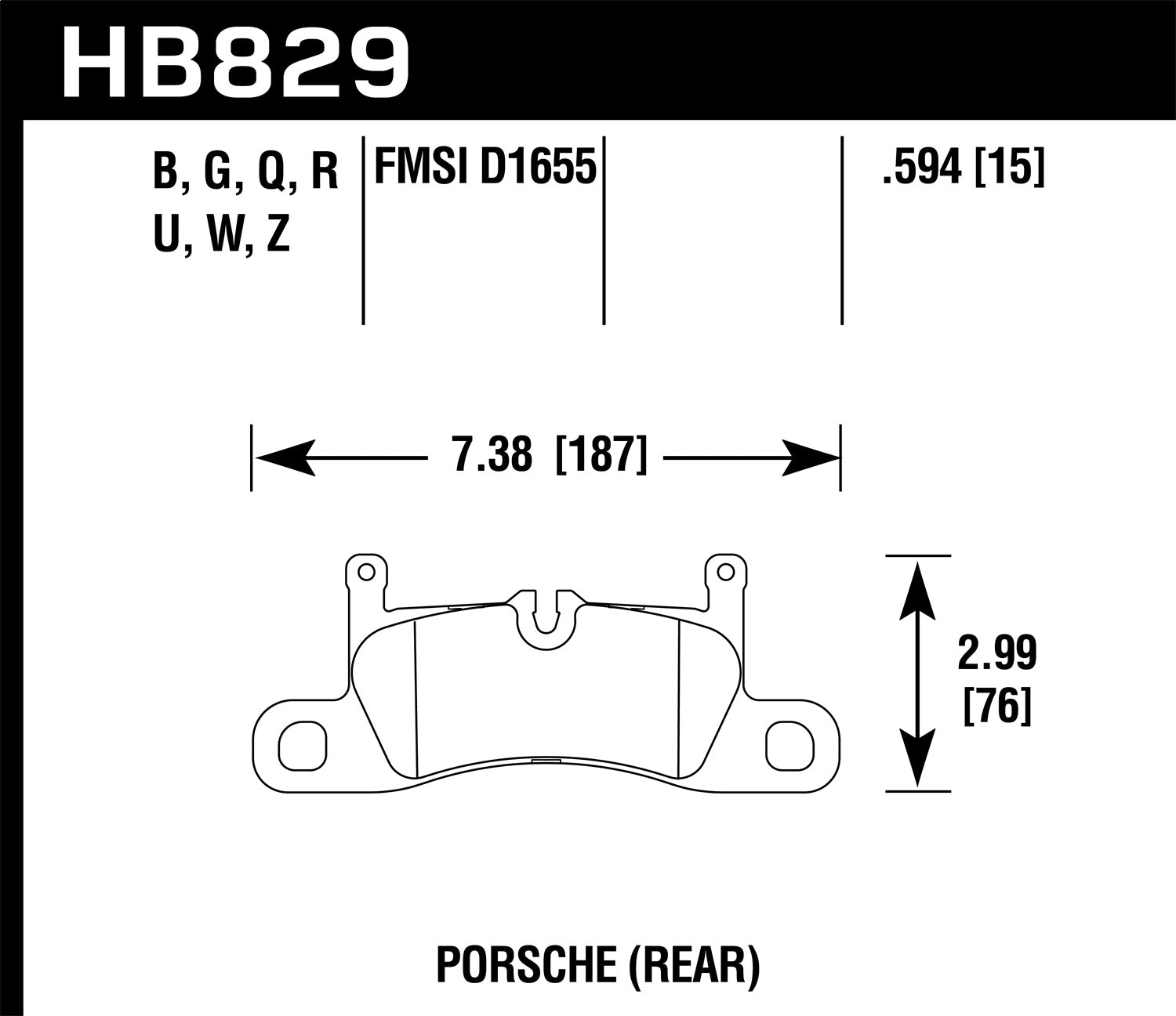 Hawk Performance HB829B.594 HPS 5.0 Disc Brake Pad; 0.594 Thickness; Hawk Performance HB829B.594