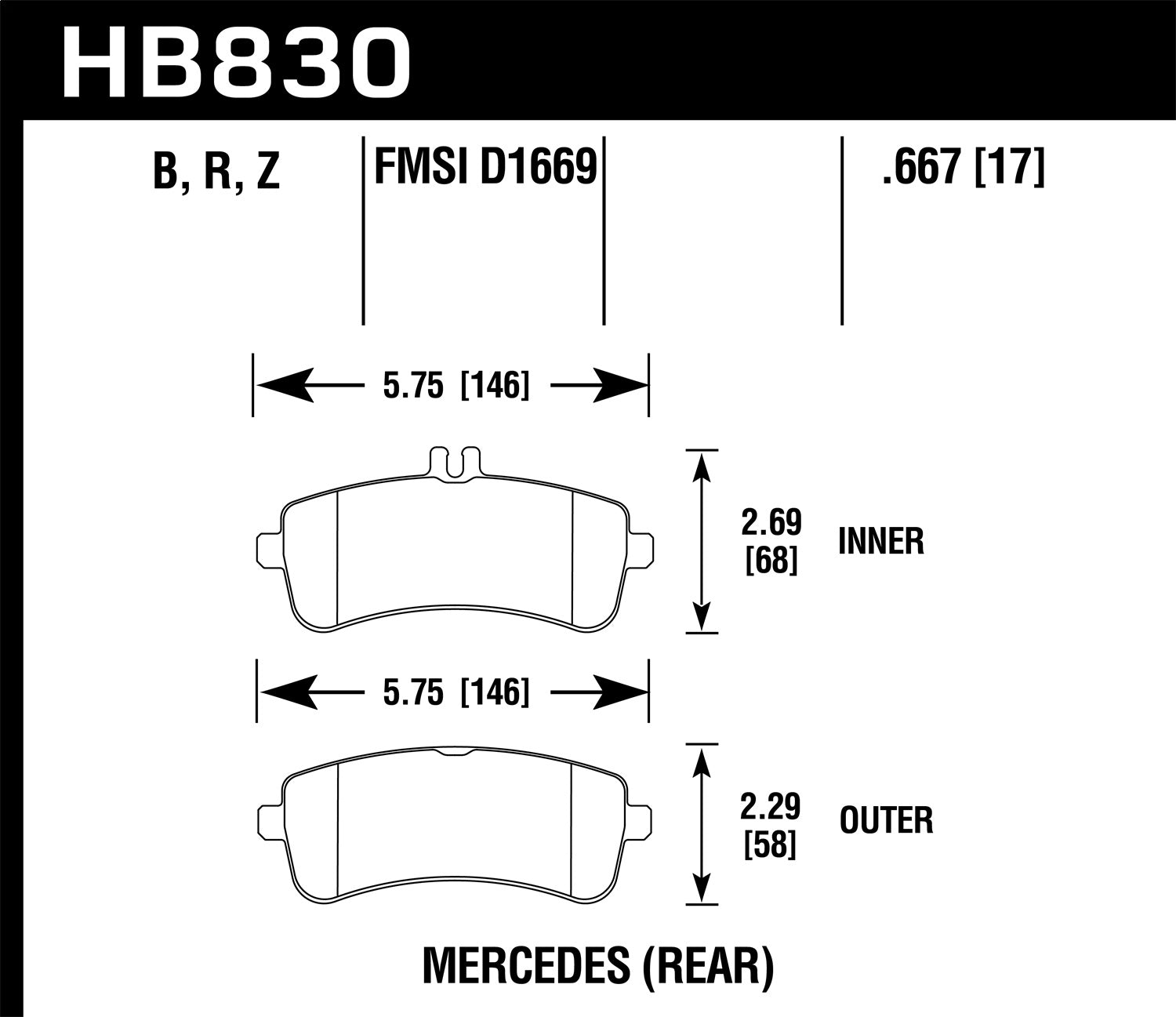 Hawk Performance HB830R.667 Street Race Disc Brake Pad; 0.667 Thickness; Hawk Performance HB830R.667