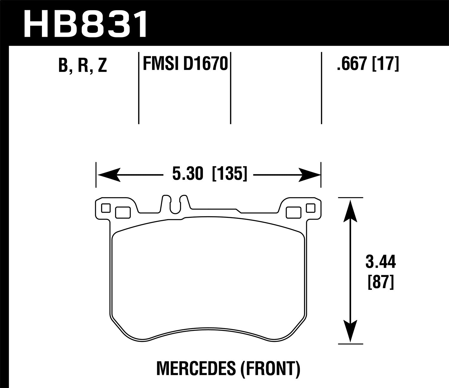 Hawk Performance HB831R.667 Street Race Disc Brake Pad; 0.667 Thickness; Hawk Performance HB831R.667