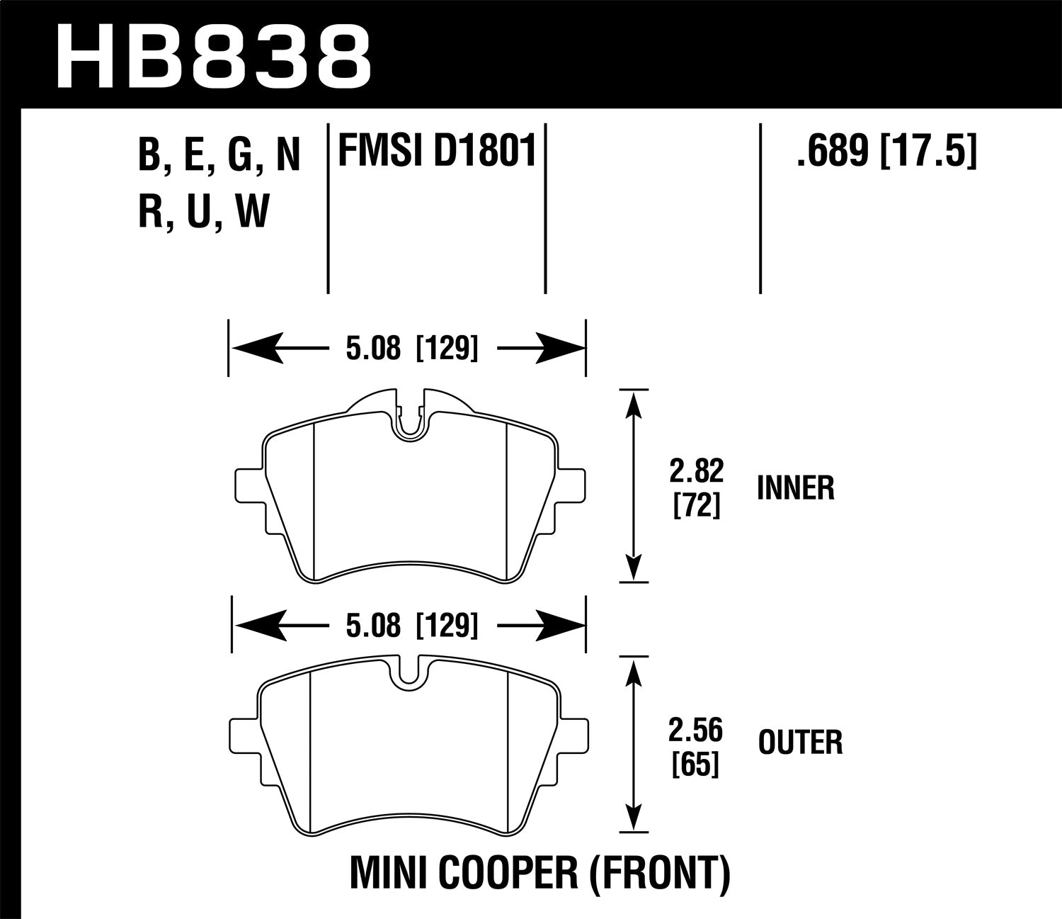 Hawk Performance HB838Z.689 Performance Ceramic Disc Brake Pad; 0.689 Thickness; Hawk Performance HB838Z.689