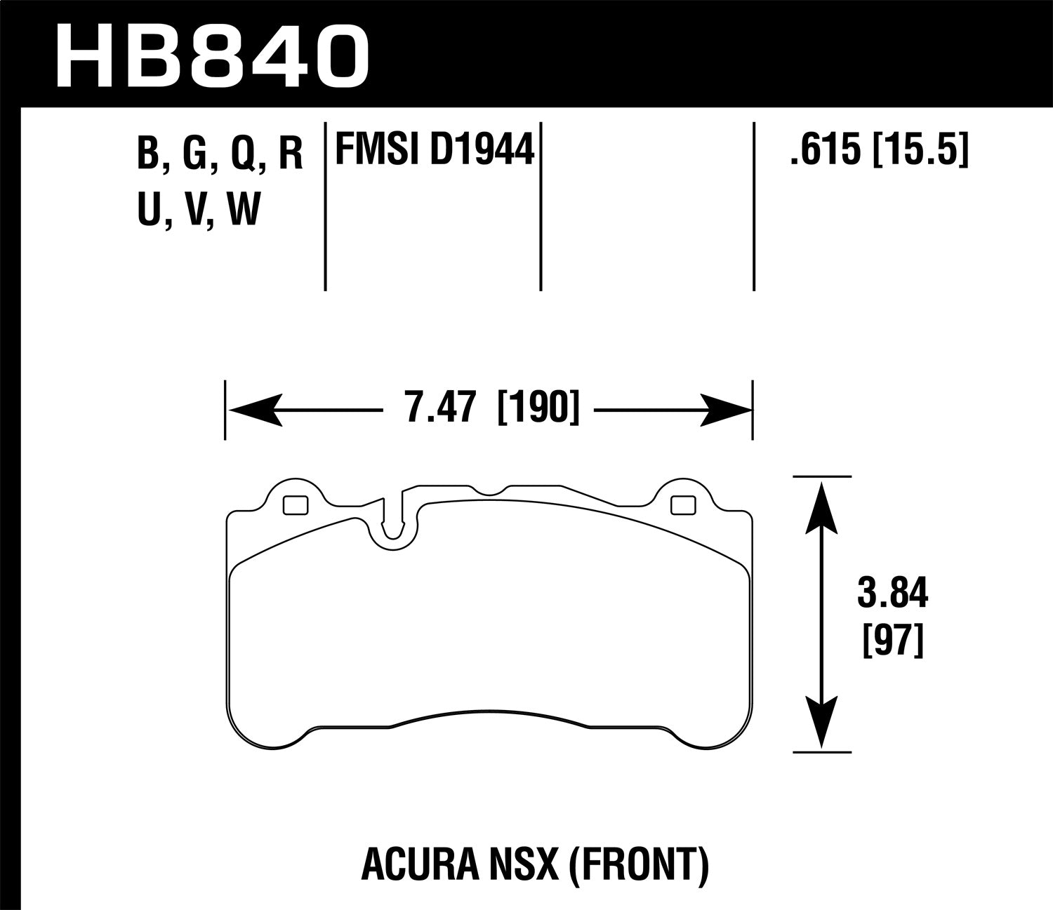 Hawk Performance HB840Q.615 DTC-80 Disc Brake Pad; 0.615 Thickness; Hawk Performance HB840Q.615