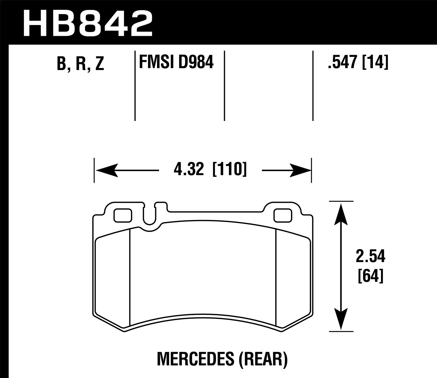 Hawk Performance HB842R.547 Street Race Disc Brake Pad; 0.547 Thickness; Hawk Performance HB842R.547