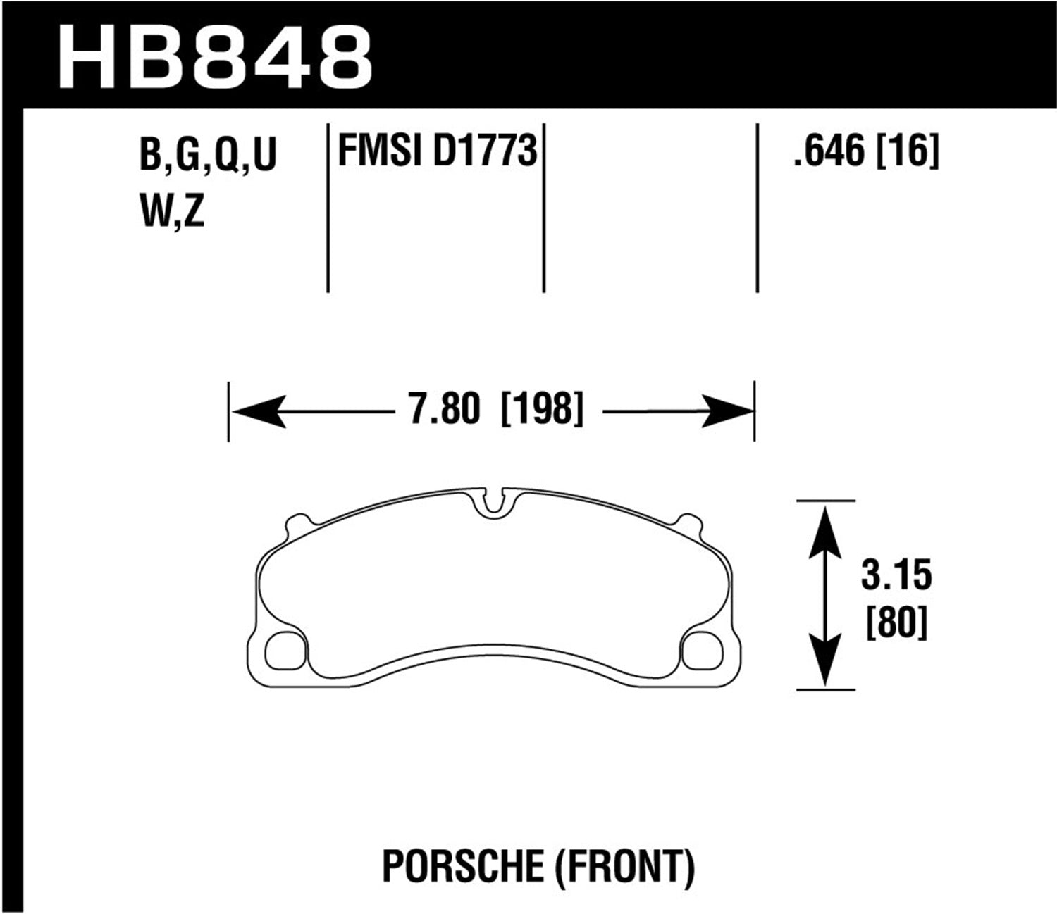 Hawk Performance HB848Z.646 Performance Ceramic Disc Brake Pad; 0.646 Thickness; Hawk Performance HB848Z.646