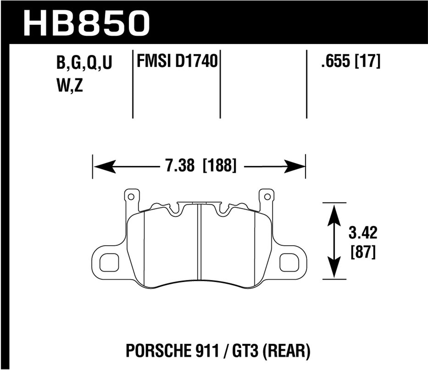 Hawk Performance HB850N.655 HP Plus Disc Brake Pad; 0.655 Thickness; Hawk Performance HB850N.655