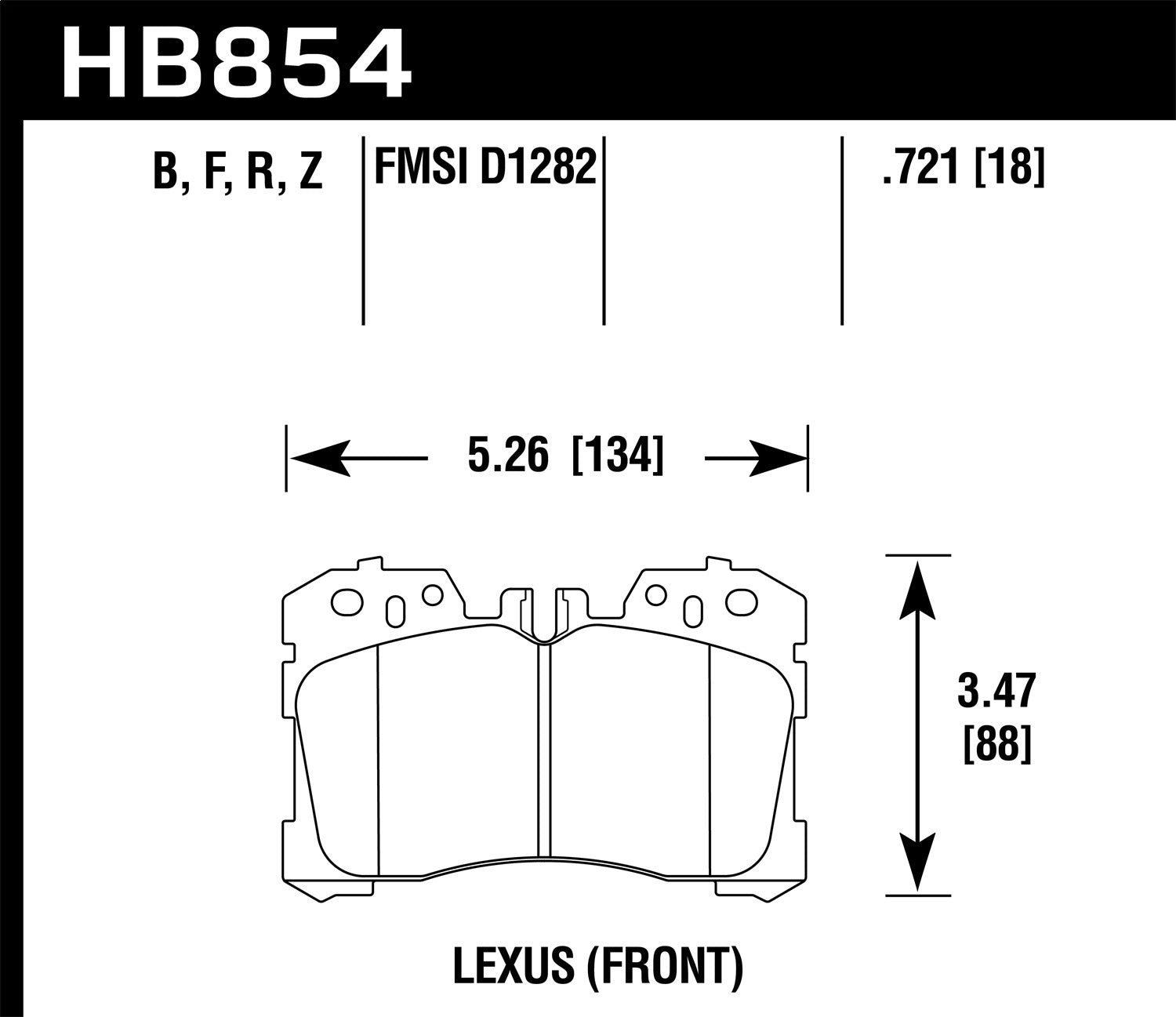 Hawk Performance HB854B.721 HPS 5.0 Disc Brake Pad; 0.721 Thickness; Hawk Performance HB854B.721