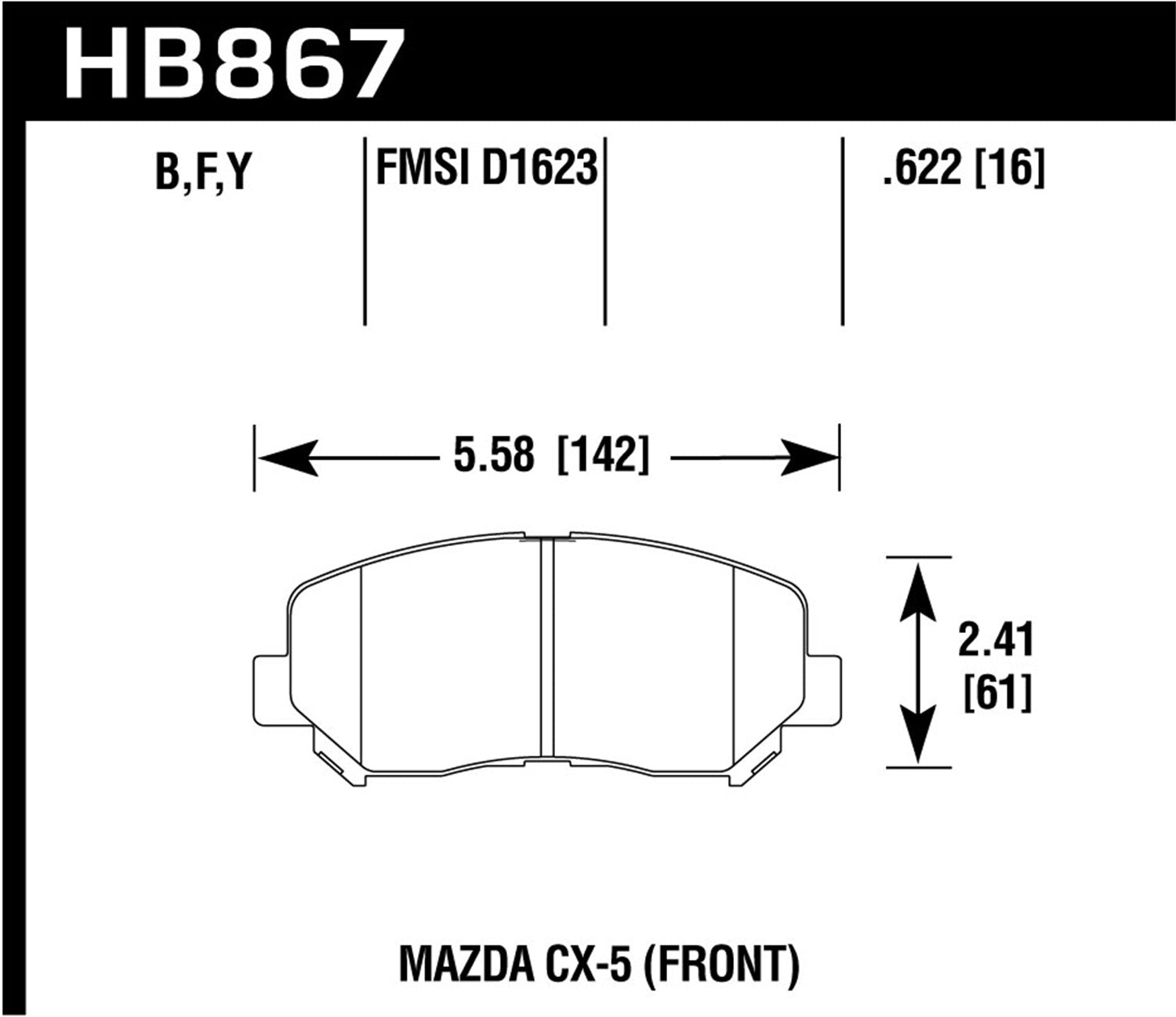 Hawk Performance HB867Y.622 LTS Disc Brake Pad; 0.622 Thickness; Hawk Performance HB867Y.622