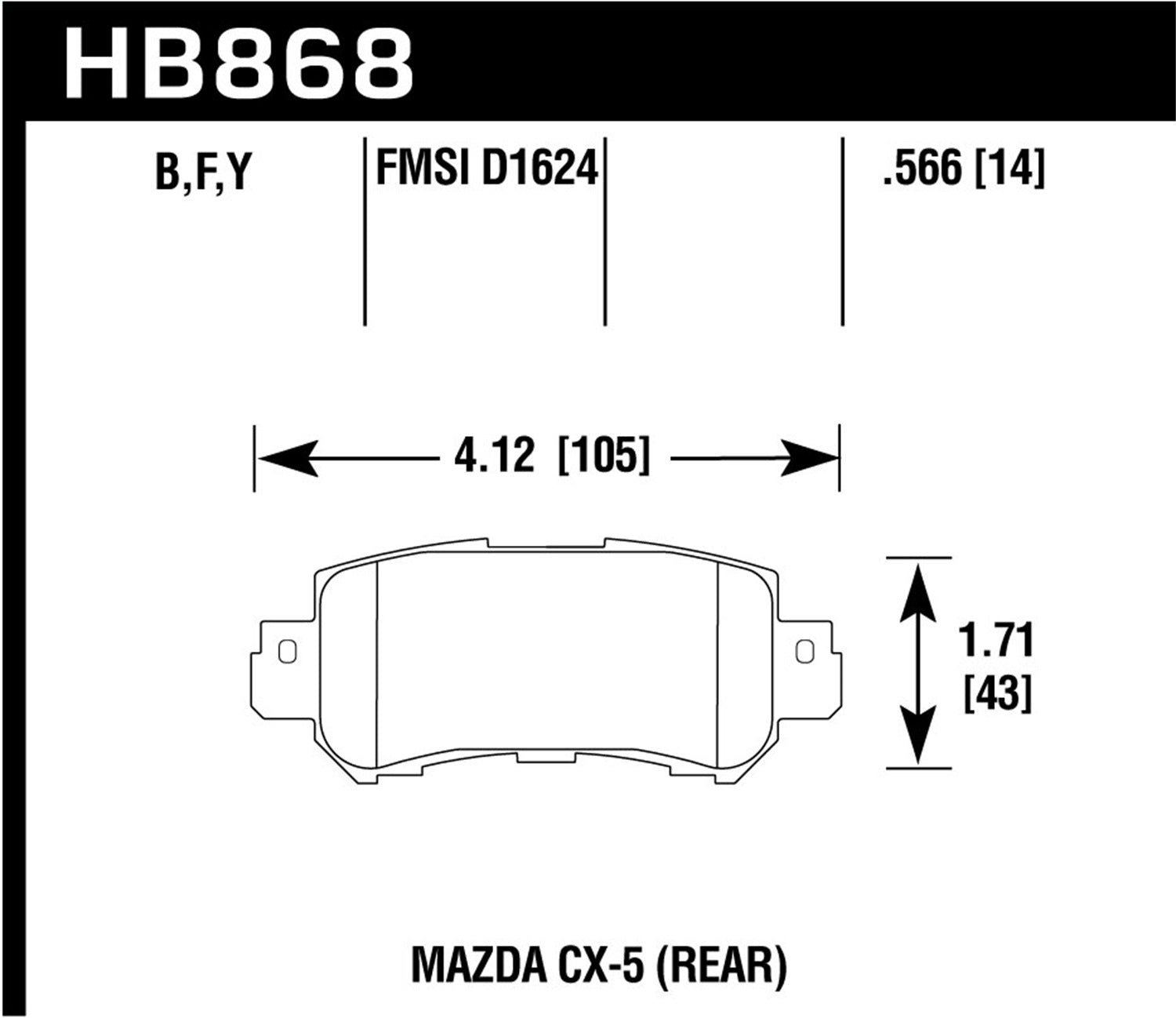 Hawk Performance HB868Y.566 LTS Disc Brake Pad; 0.566 Thickness; Hawk Performance HB868Y.566