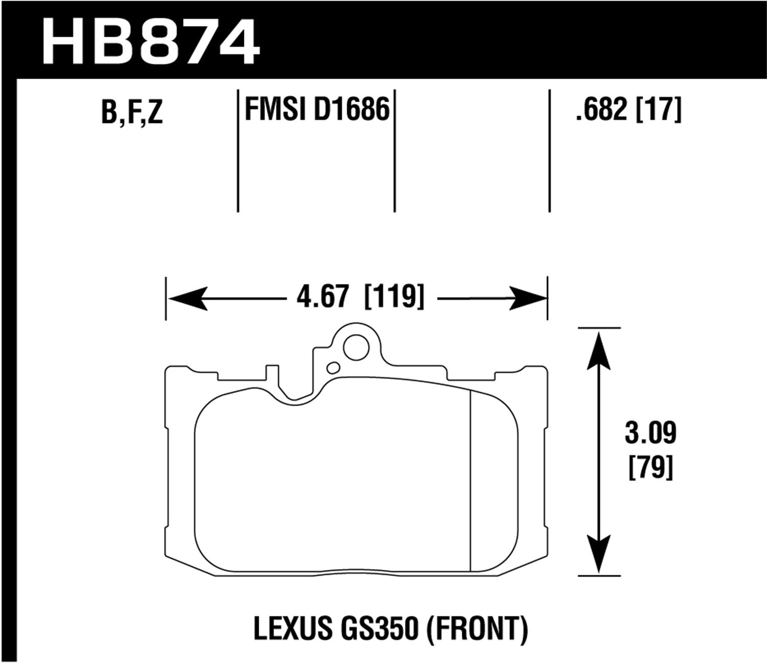 Hawk Performance HB874Y.682 LTS Disc Brake Pad; 0.682 Thickness; Hawk Performance HB874Y.682