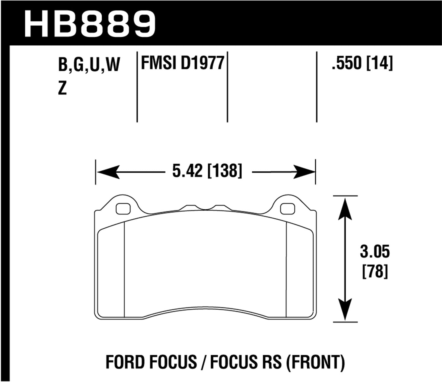 Hawk Performance HB889G.550 DTC-60 Disc Brake Pad; 0.550 Thickness; Hawk Performance HB889G.550