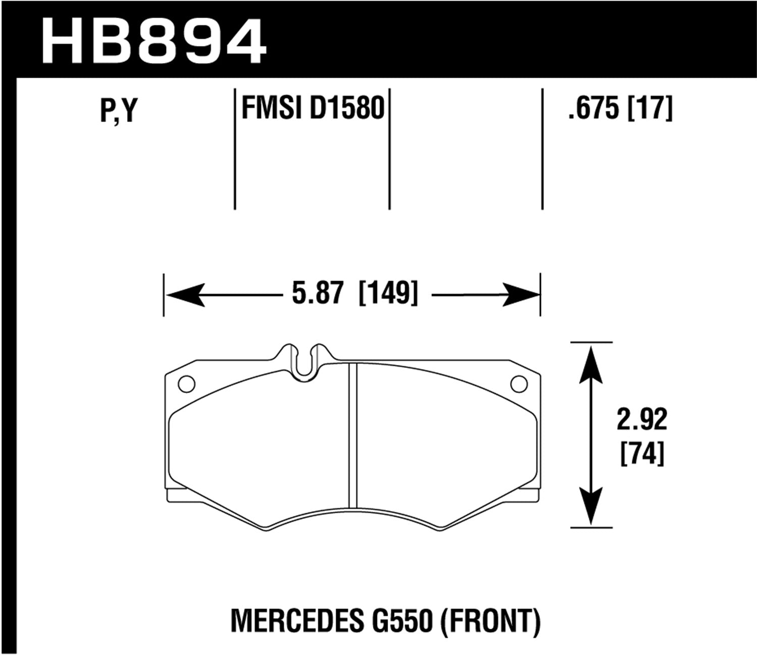 Hawk Performance HB894Y.675 LTS Disc Brake Pad; 0.675 Thickness; Hawk Performance HB894Y.675