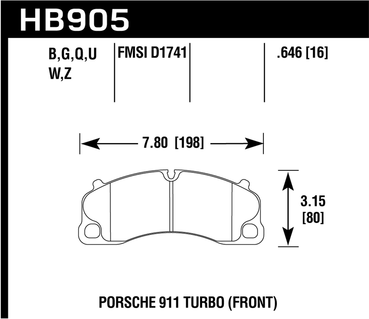 Hawk Performance HB905B.646 HPS 5.0 Disc Brake Pad; 0.646 Thickness; Hawk Performance HB905B.646