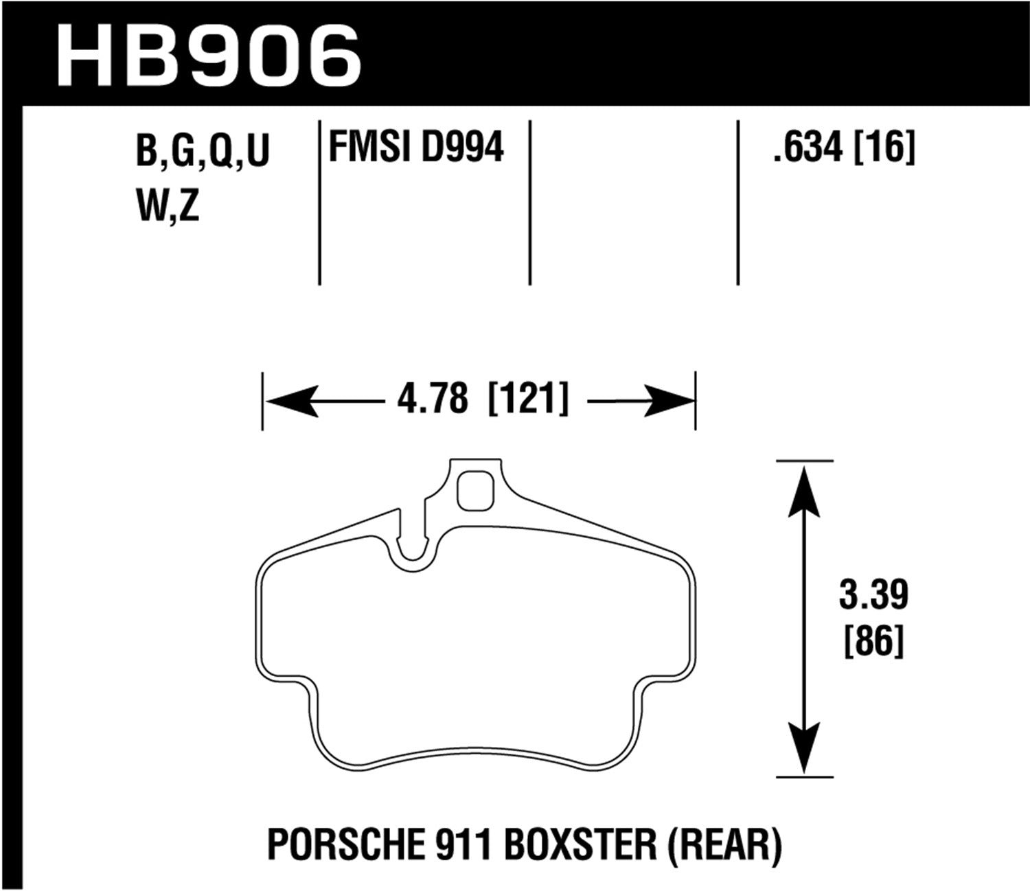 Hawk Performance HB906B.634 HPS 5.0 Disc Brake Pad; 0.634 Thickness; Hawk Performance HB906B.634