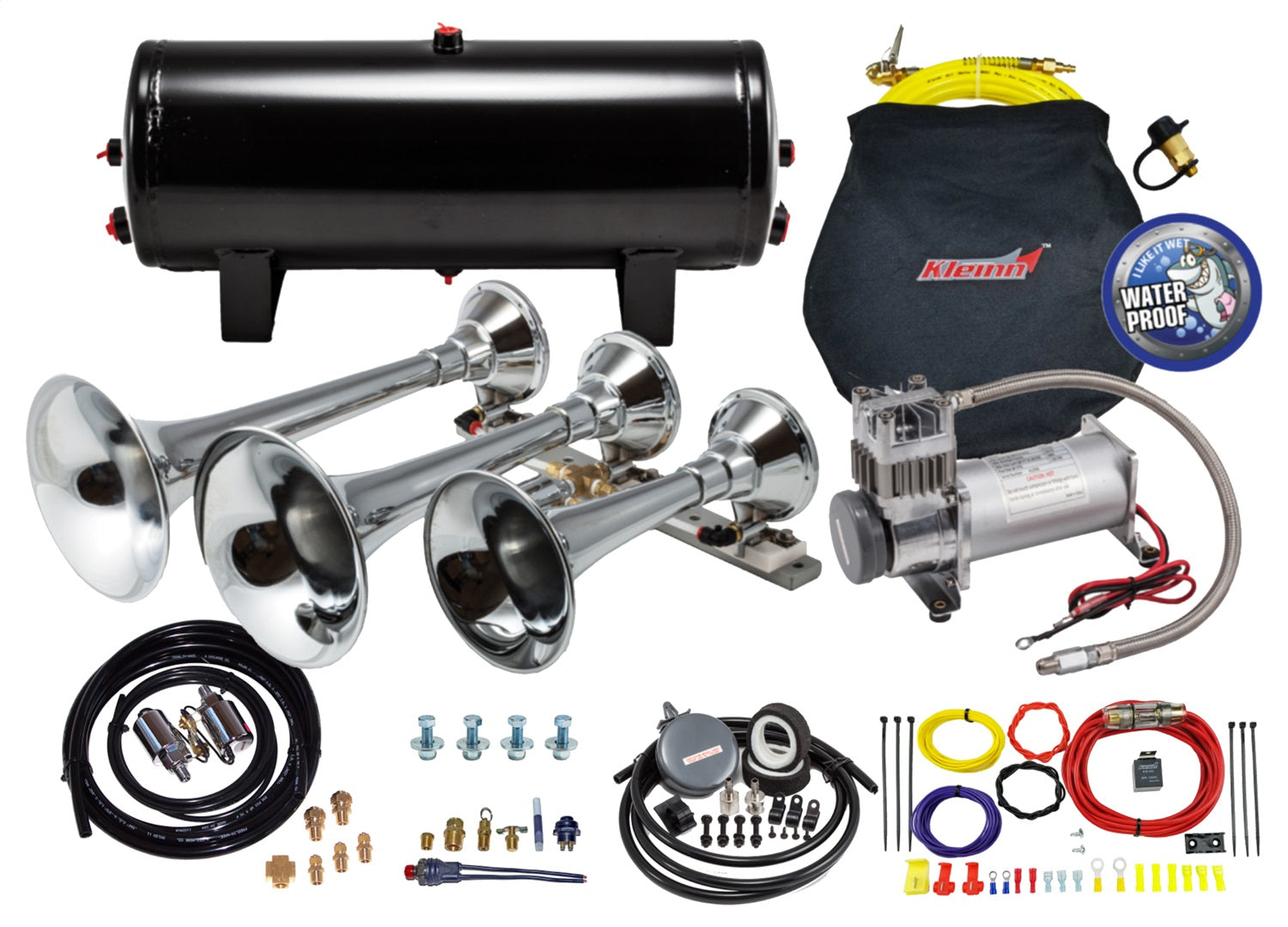 Kleinn Automotive Air Horns HK8 Pro Blaster™ Triple Air Horn Kit Kleinn Automotive Air Horns HK8