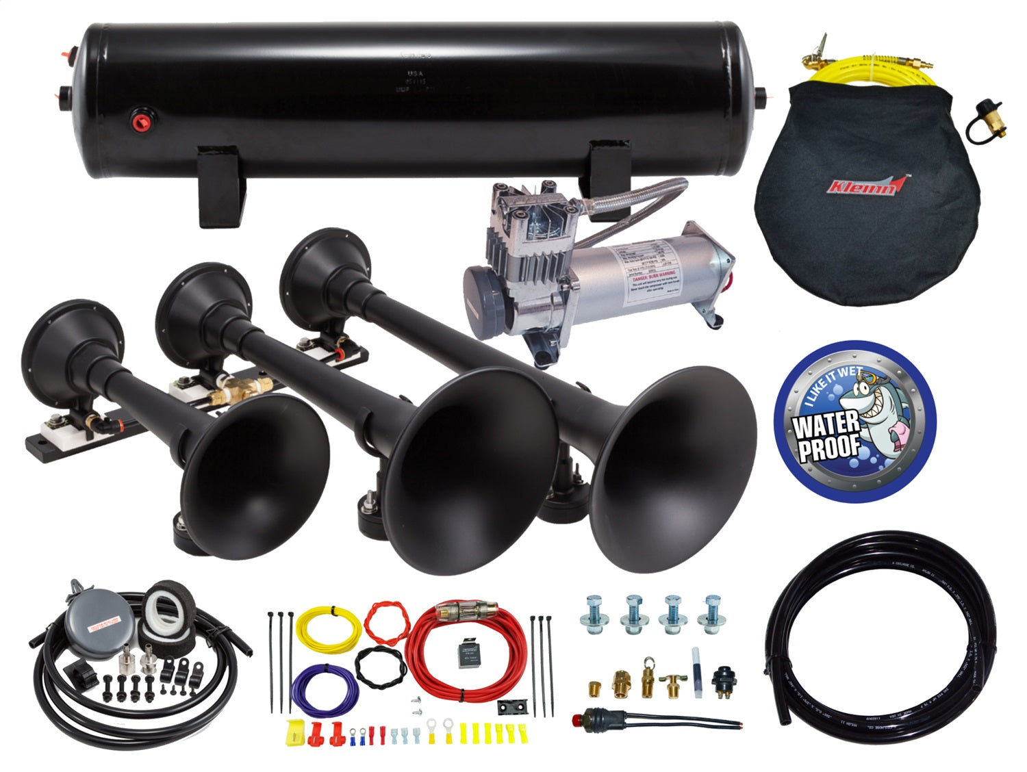 Kleinn Automotive Air Horns HK9-SLIMLINE Pro Blaster™ Triple Train Horn Kit Kleinn Automotive Air Horns HK9-SLIMLINE