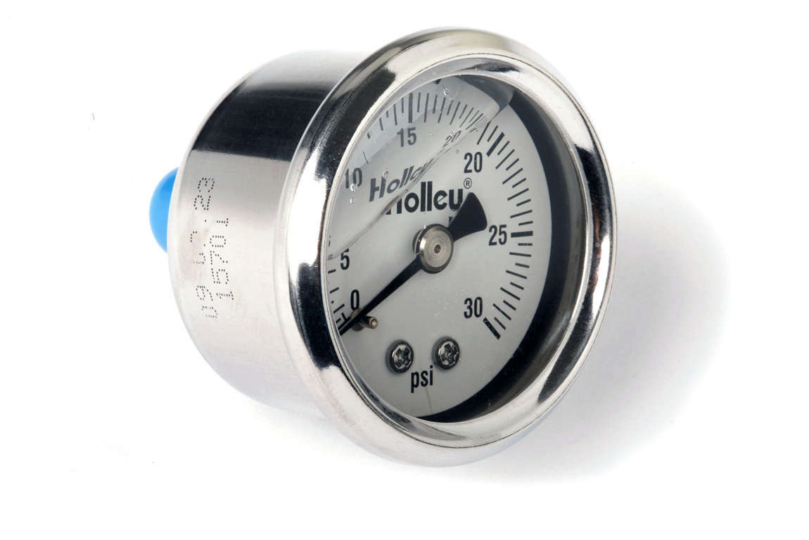 Holley 26-505 Mechanical Fuel Pressure Gauge; 0 - 30 psi; 1.5 in. Dia.; Liquid Filled; Holley 26-505