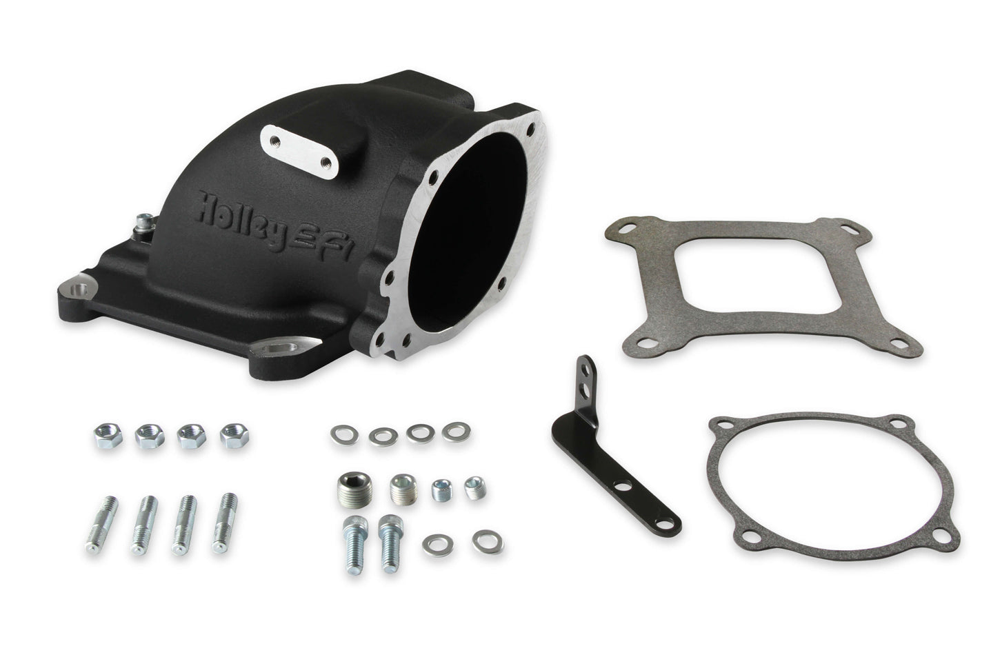 Holley EFI 300-240FBK Intake Elbow 4150 Ford TB Flange - Black Holley EFI 300-240FBK