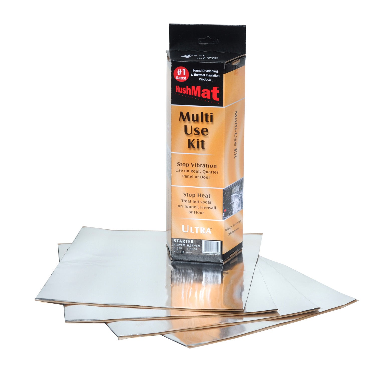 Hushmat 10151 Ultra Starter Kit- 4pc 12in.x11in. Silver Hushmat 10151