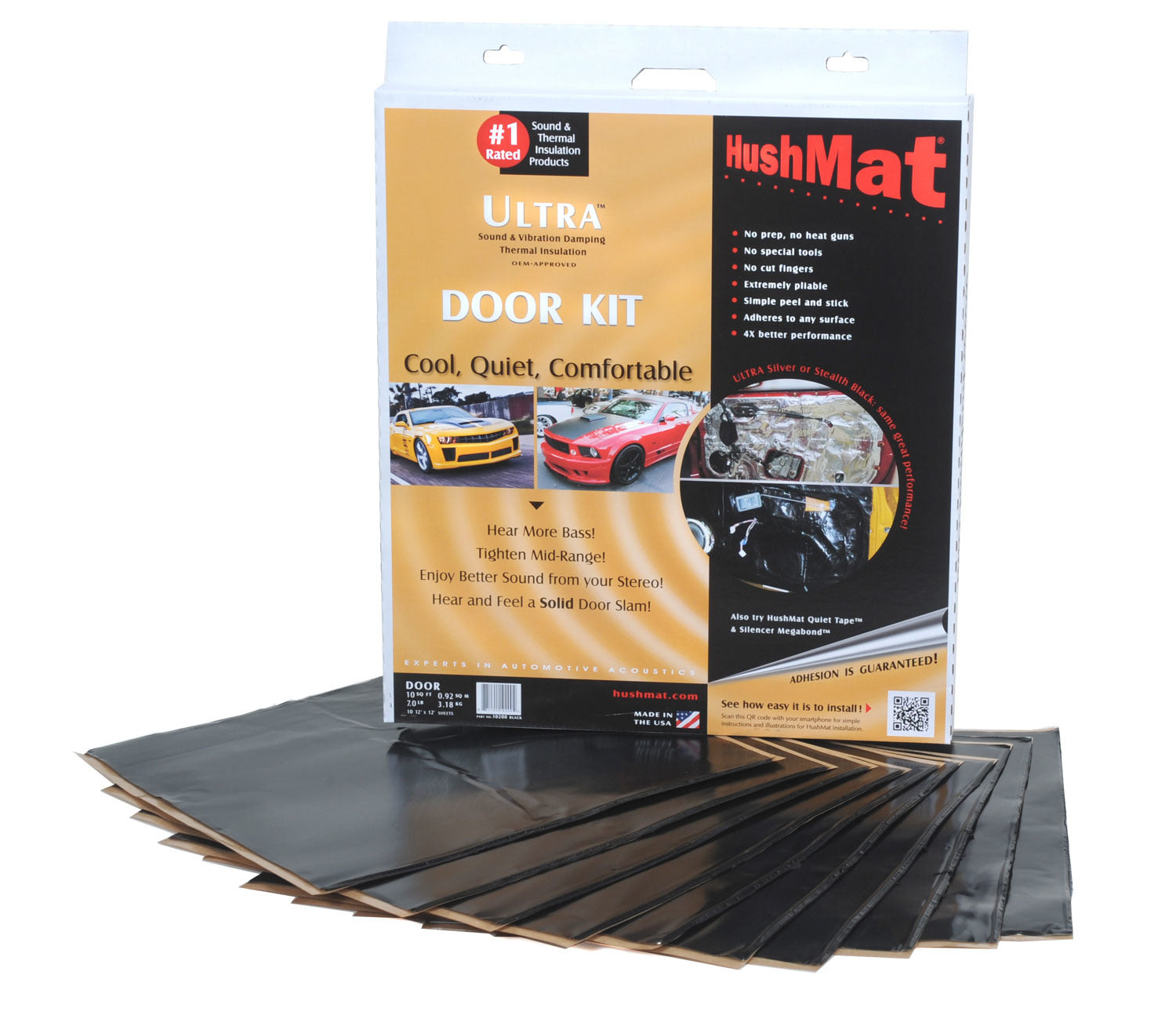 Hushmat 10200 Ultra Door Kit- 10 pc 12in.x12in. Black Hushmat 10200