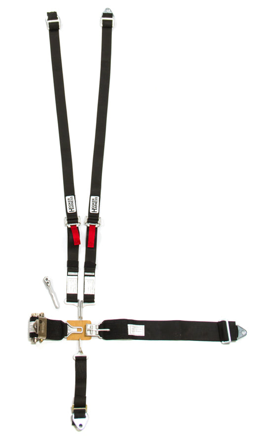 Hooker Harness 52100 5-Pt Harness System Hans LL USD Ratchet Adj Black Hooker Harness 52100