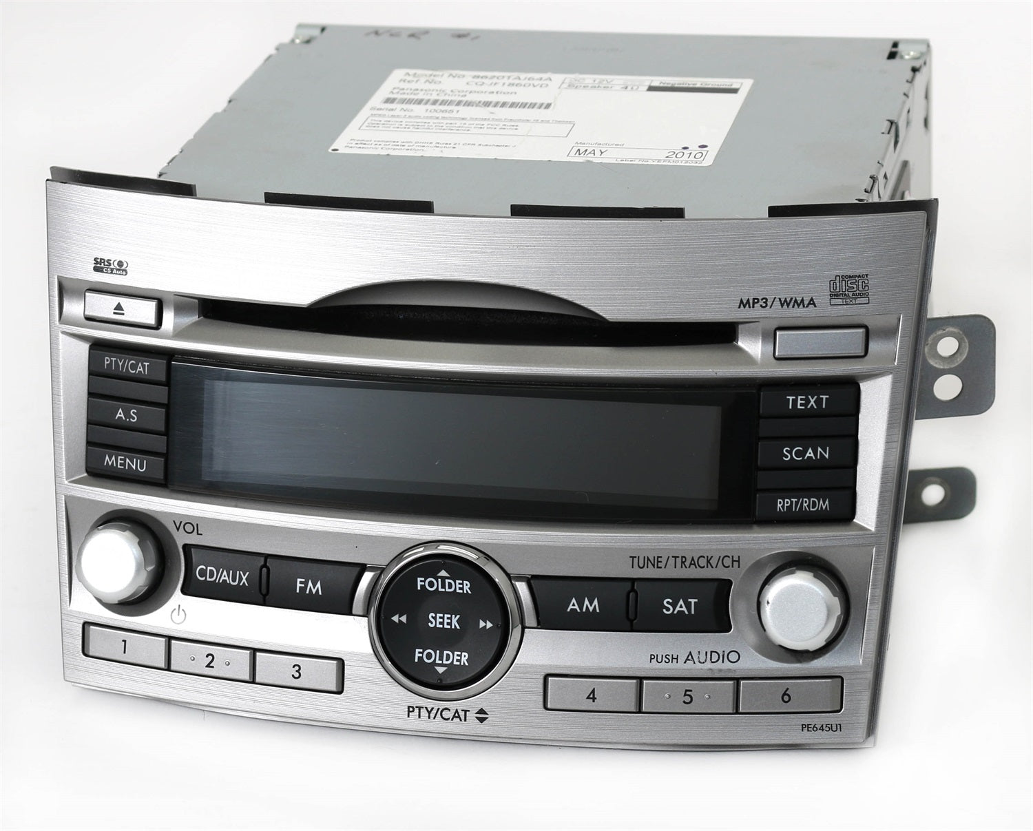 1 Factory Radio 638-51386-NOA AM FM Radio MP3 CD Player; Remanufactured; Silver; OE Part Number: 86201AJ64A; 1 Factory Radio 638-51386-NOA