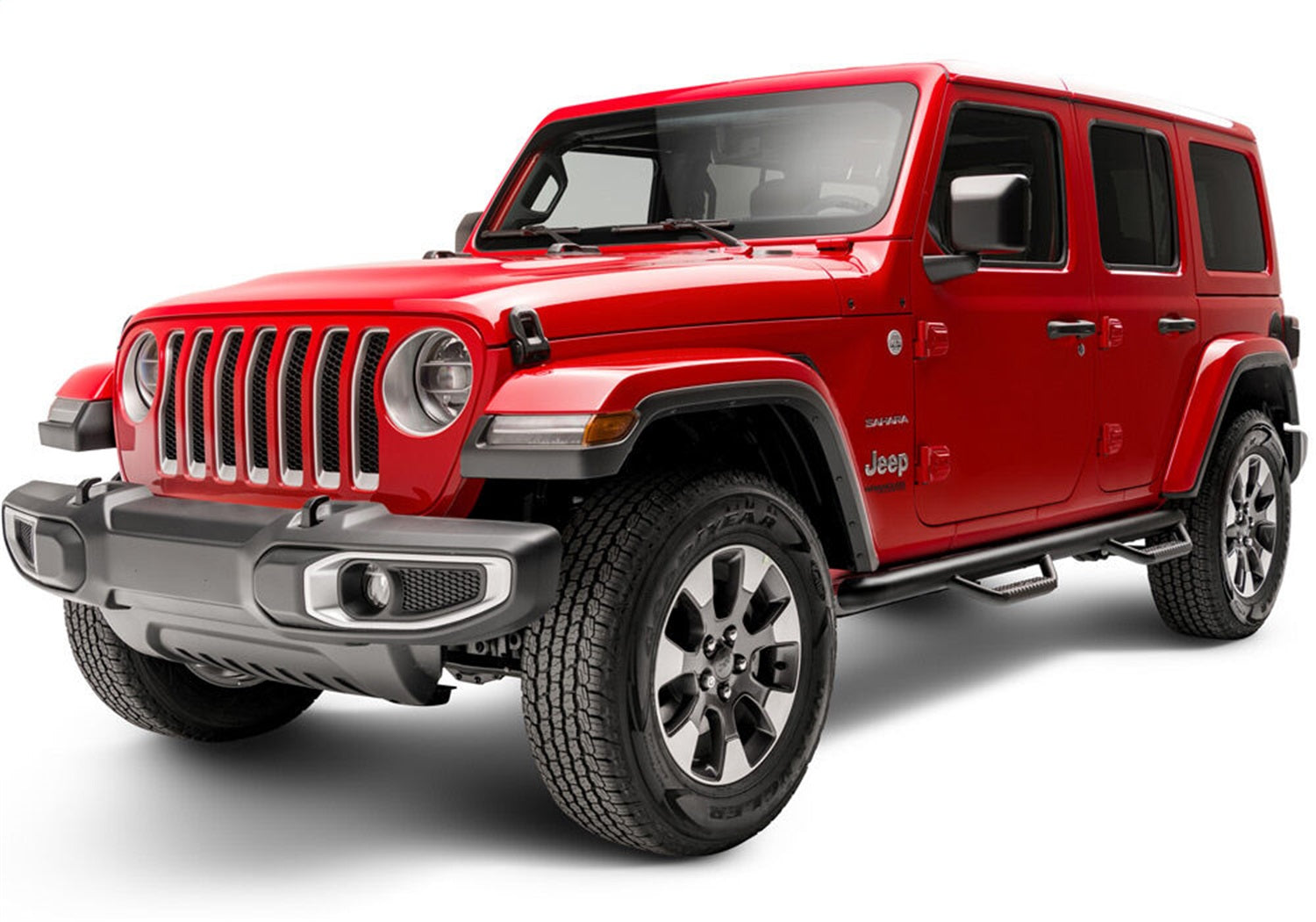 N-Fab J1866 Nerf Step-W2W (2 Stps)-18-24 Wrangler JL 4Dr-TX Blk N-Fab J1866