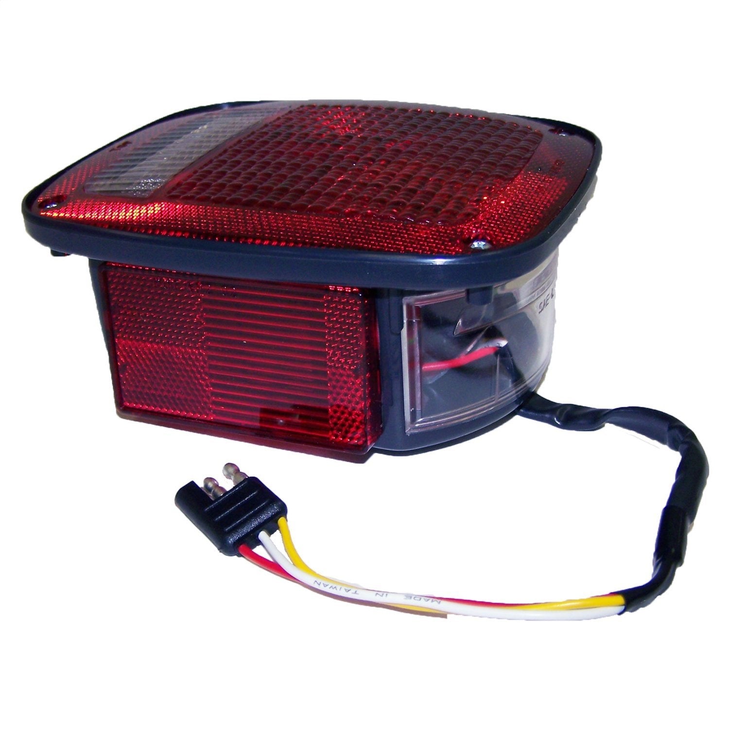 Crown Automotive Jeep Replacement J5758255 Tail Light Assembly; Left; Black; w/Side Marker; Crown Automotive Jeep Replacement J5758255