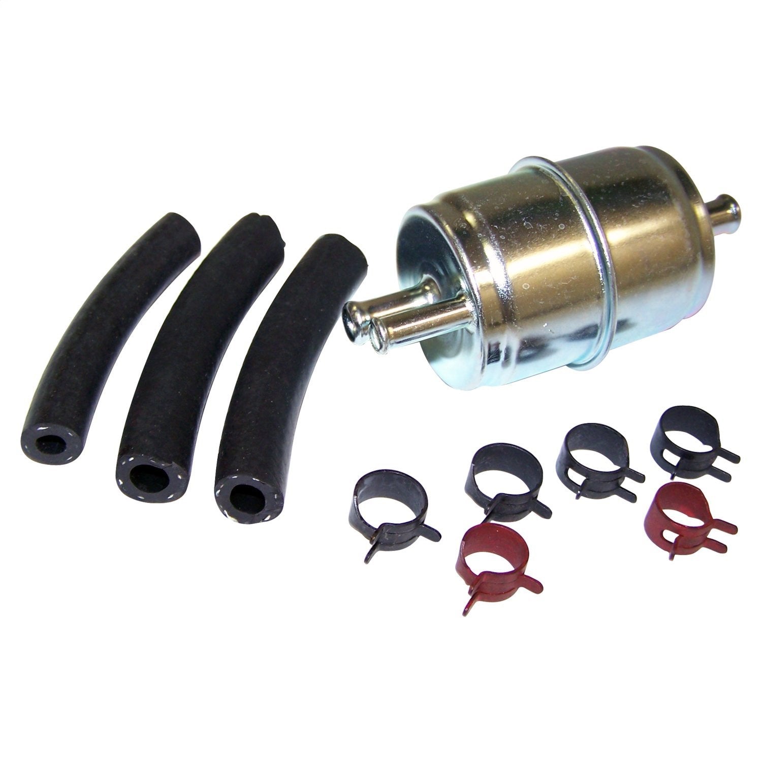 Crown Automotive Jeep Replacement J8129383 Fuel Filter Kit; Single Inlet; Dual Outlet; Incl. Filter/Clamps/2 Sections Hose; Crown Automotive Jeep Replacement J8129383