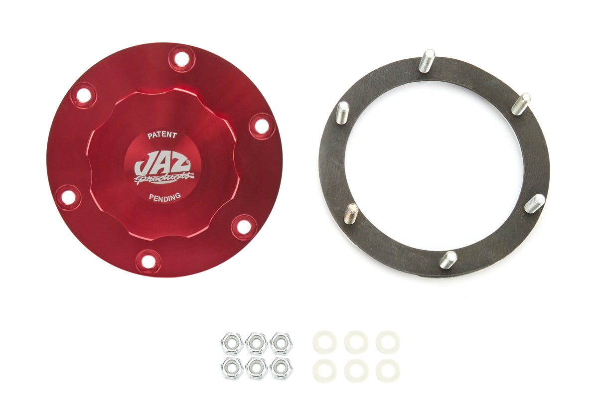 JAZ Products 391-725-06 Billet Alm Threaded Cap Assembly 6-Bolt Red JAZ Products 391-725-06