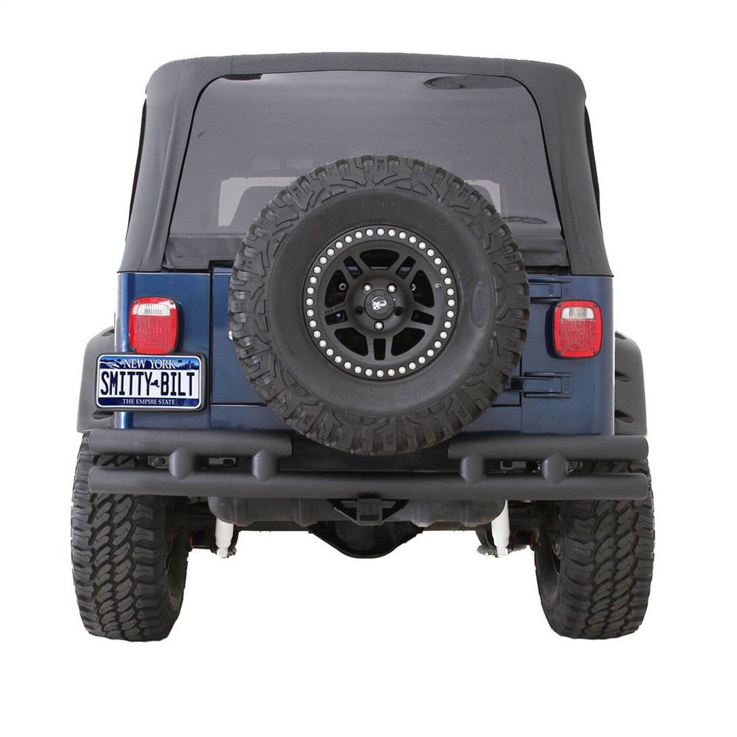 Rear Bumper; w/o Hitch; Black; No Drill Installation; Smittybilt JB48-R