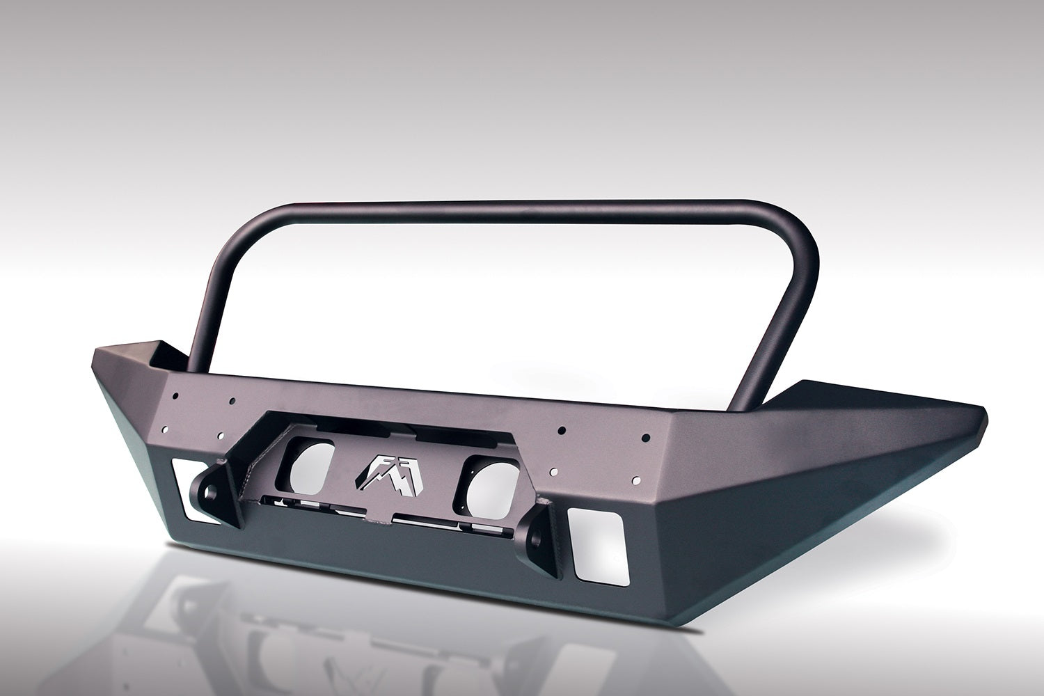 Fab Fours JK07-B1858-1 FMJ Full Width Winch Front Bumper; 2 Stage Black Powder Coated; w/Grill Guard; Fab Fours JK07-B1858-1