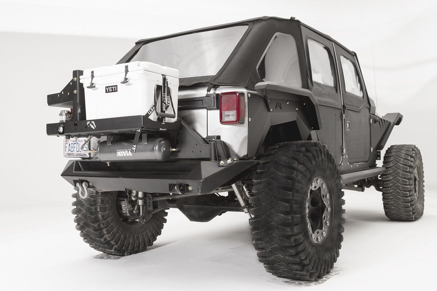 Fab Fours JK2040-1 Air Compressor Yeti Tundra 35 Cooler Mount; 2 Stage Black Powder Coated; Fab Fours JK2040-1