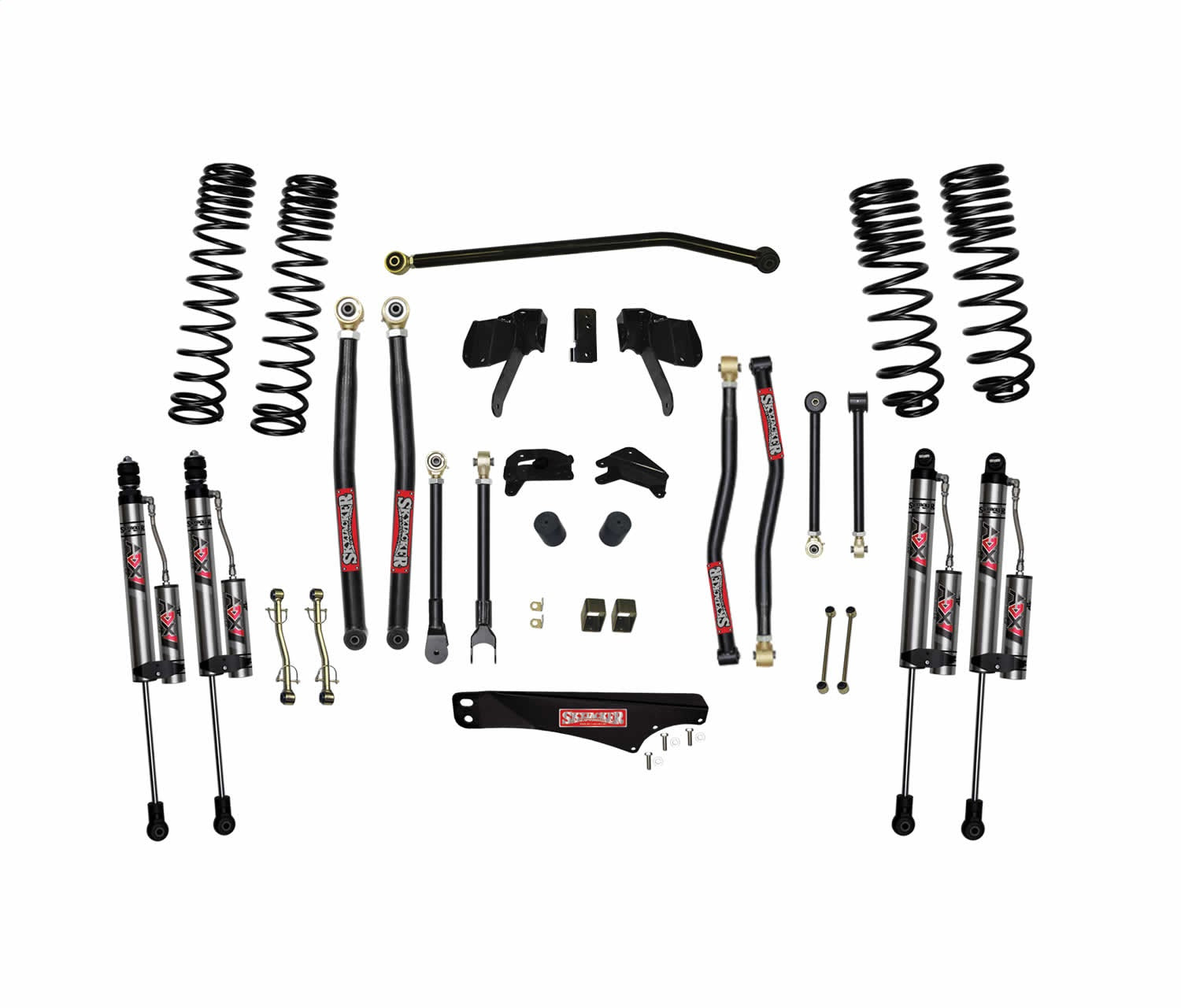 Skyjacker JK40LKLT-SX-X 4 in. Long Arm Suspension Lift System With ADX 2.0 Remote Reservoir Shocks. Skyjacker JK40LKLT-SX-X