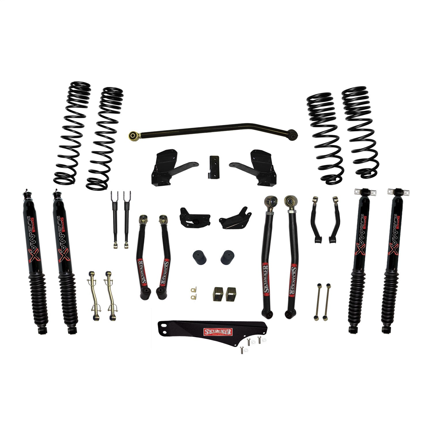 Skyjacker JK50LKLT-SX-B 5 Inch Dual Rate Long Travel Long Arm Suspension Lift Kit/Black MAX Shocks Skyjacker JK50LKLT-SX-B