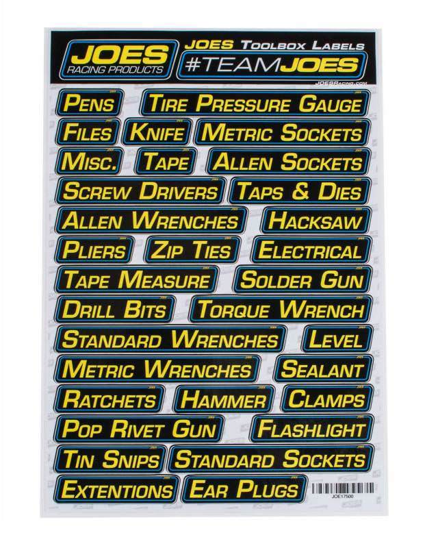 JOES Racing Products 17500 Labels Toolbox JOES Racing Products 17500