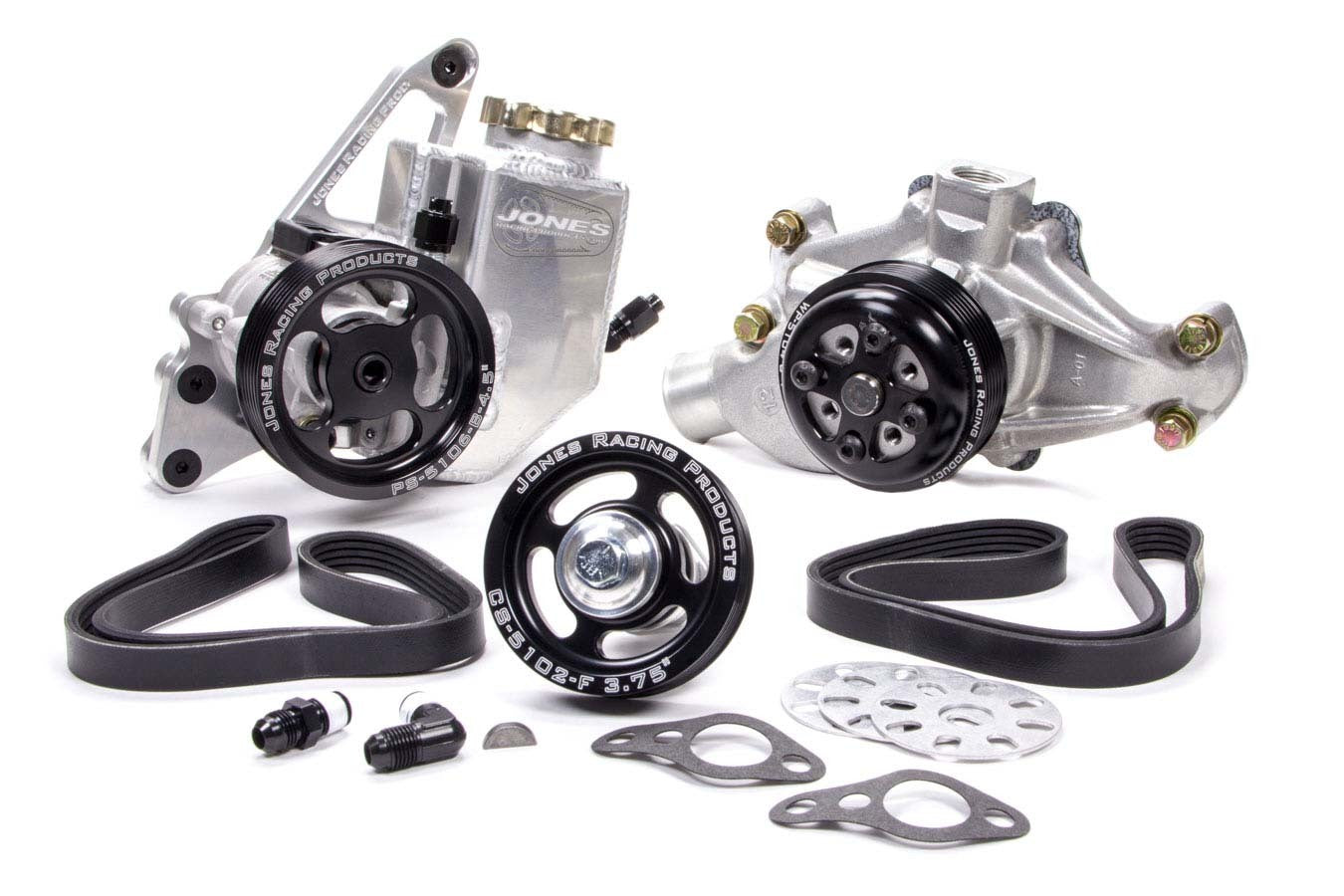 Jones Racing Products 1004-AR-CE Serpentine Drive Kit - SBC w/P/S & W/P Jones Racing Products 1004-AR-CE