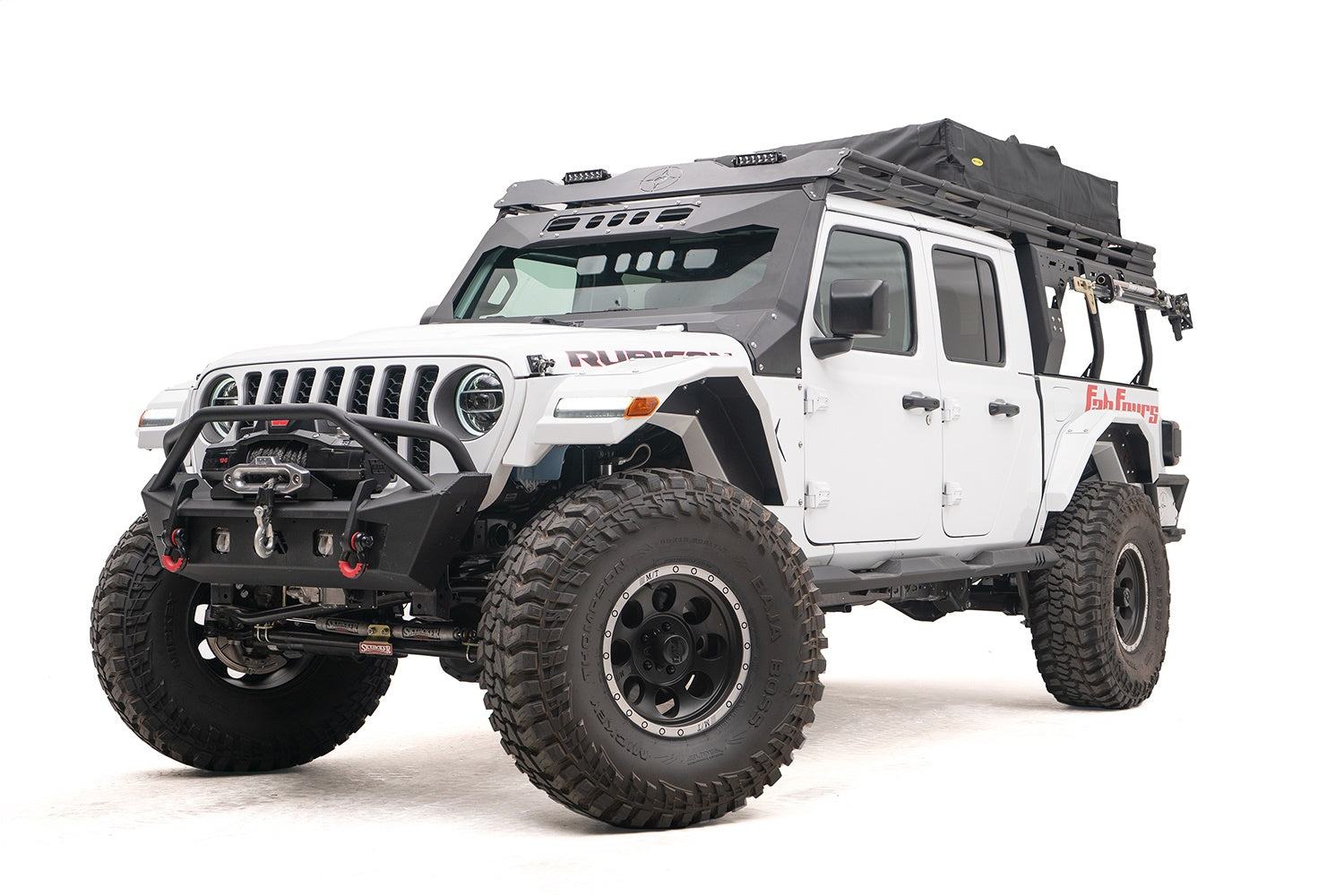 Fab Fours JTOR-02-1 Overland Rack; 2 Stage Black Powder Coat; w/Overland Extension; Fab Fours JTOR-02-1