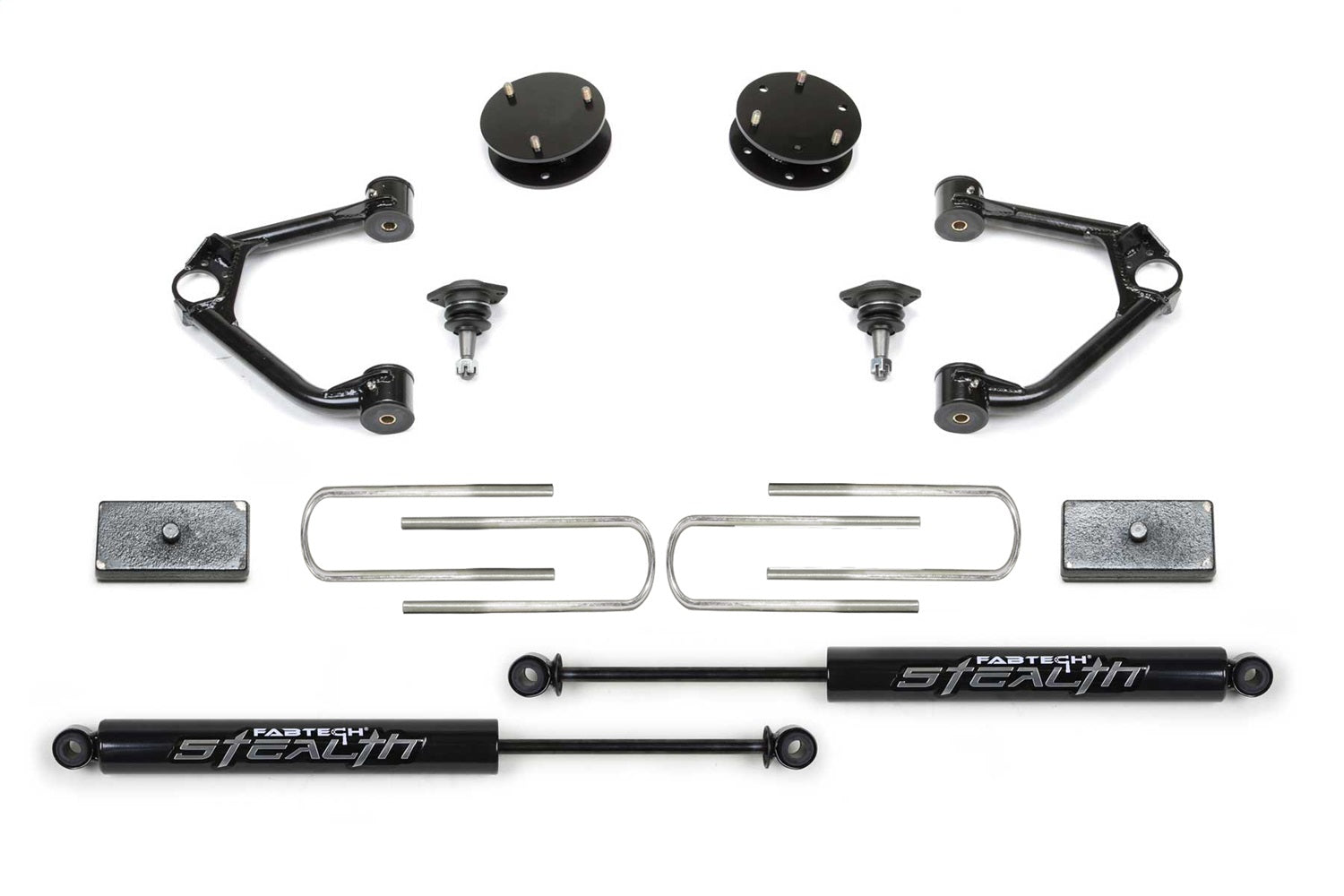Fabtech K1212M Control Arm Kit; 3 in. Lift; Control Arm System w/ Stealth Shocks; Fabtech K1212M