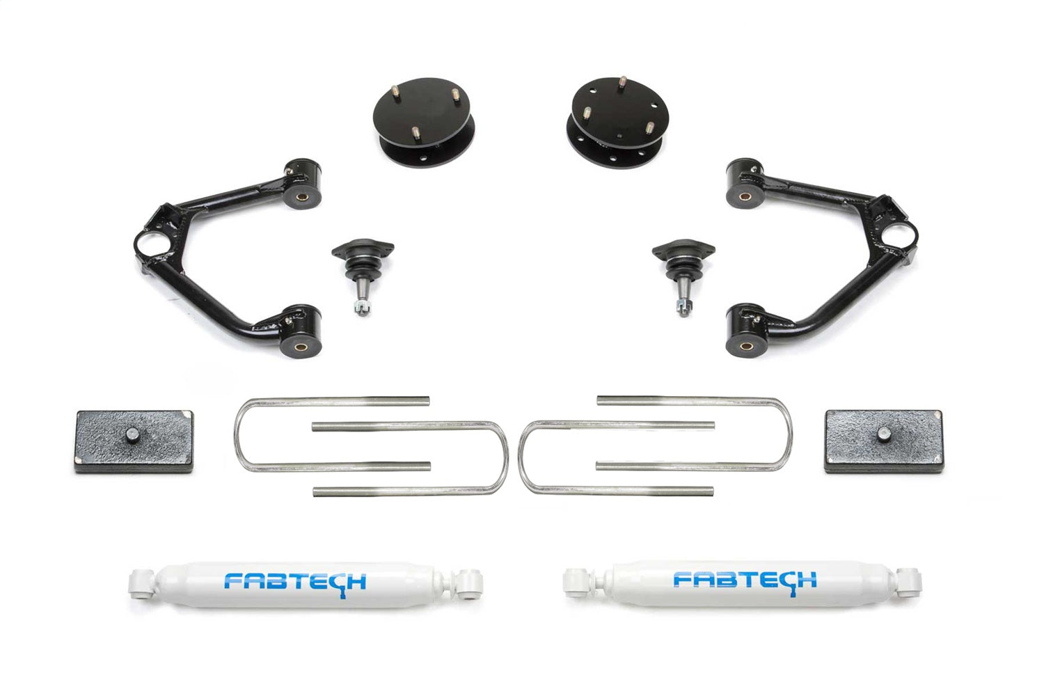 Fabtech K1212 Control Arm Kit; 3 in. Lift; Control Arm System w/ Performance Shocks; Fabtech K1212