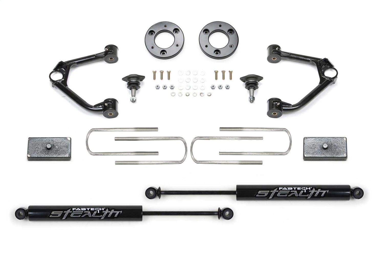 Fabtech K1224M Leveling System; 1.5 in. Lift; w/Stealth Shocks; Ball Joints; Upper Control Arm; Fabtech K1224M