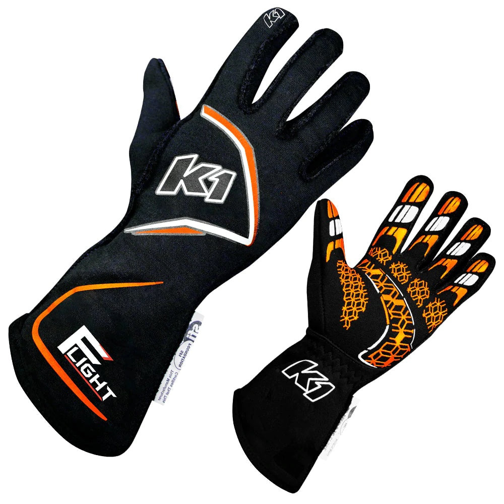 K1 RaceGear 23-FLT-NFO-S Gloves Flight Small Black-Flo Orange K1 RaceGear 23-FLT-NFO-S
