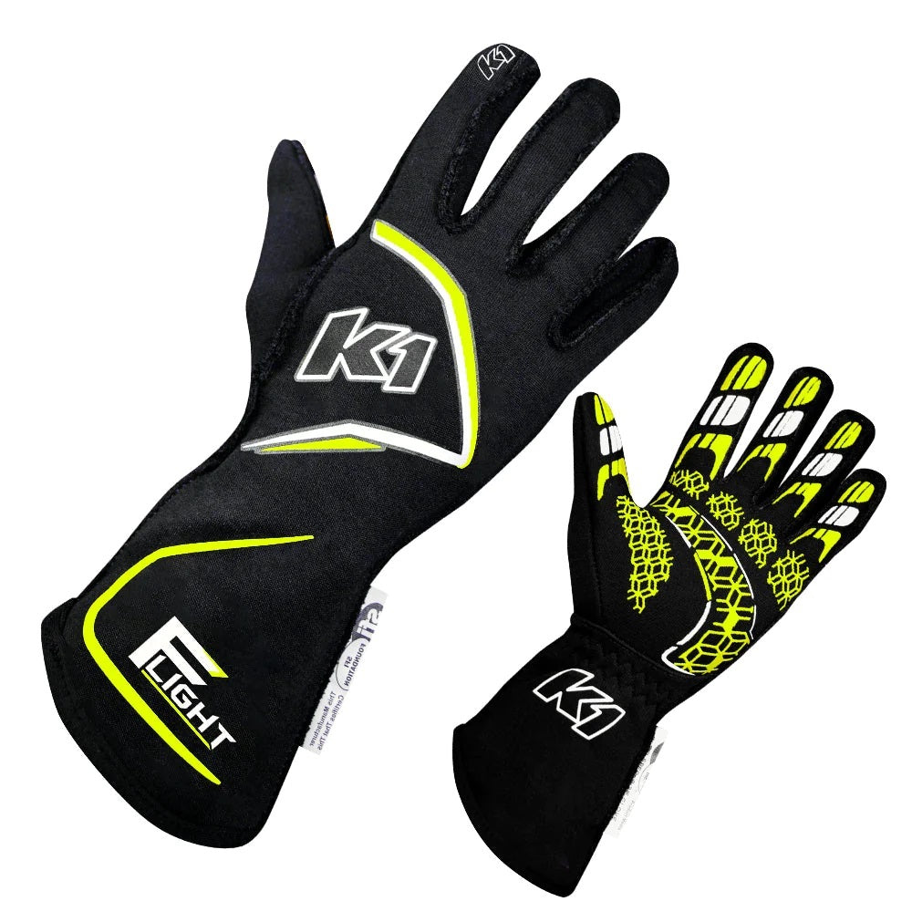 K1 RaceGear 23-FLT-NFY-2XL Gloves Flight XX-Large Black-Flo Yellow K1 RaceGear 23-FLT-NFY-2XL