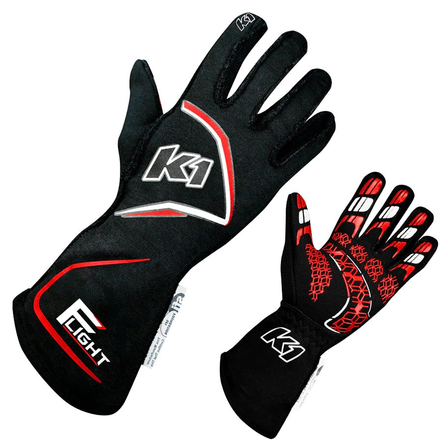 K1 RaceGear 23-FLT-NR-L Gloves Flight Large Black-Red K1 RaceGear 23-FLT-NR-L
