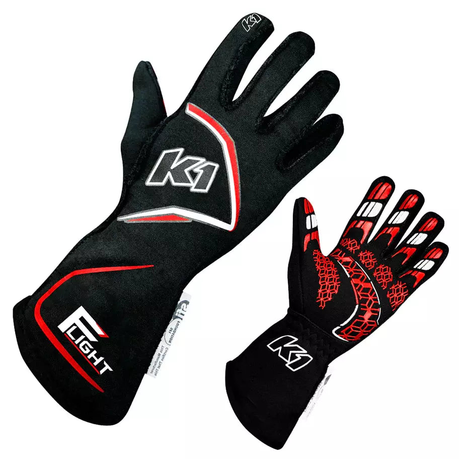 K1 RaceGear 23-FLT-NR-XL Gloves Flight X-Large Black-Red K1 RaceGear 23-FLT-NR-XL