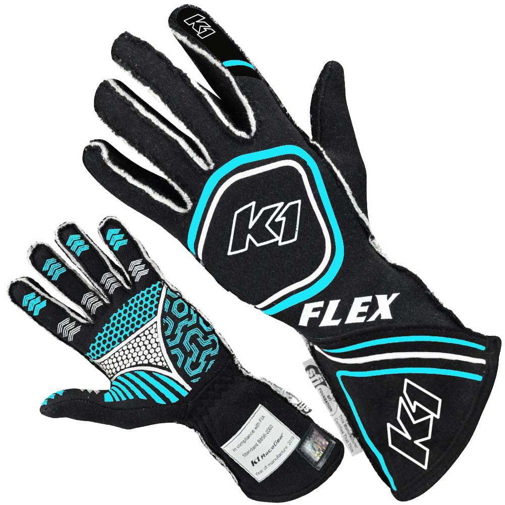 K1 RaceGear 23-FLX-NFB-L Glove Flex Large Black / Flo Blue SFI 3.3/5 K1 RaceGear 23-FLX-NFB-L